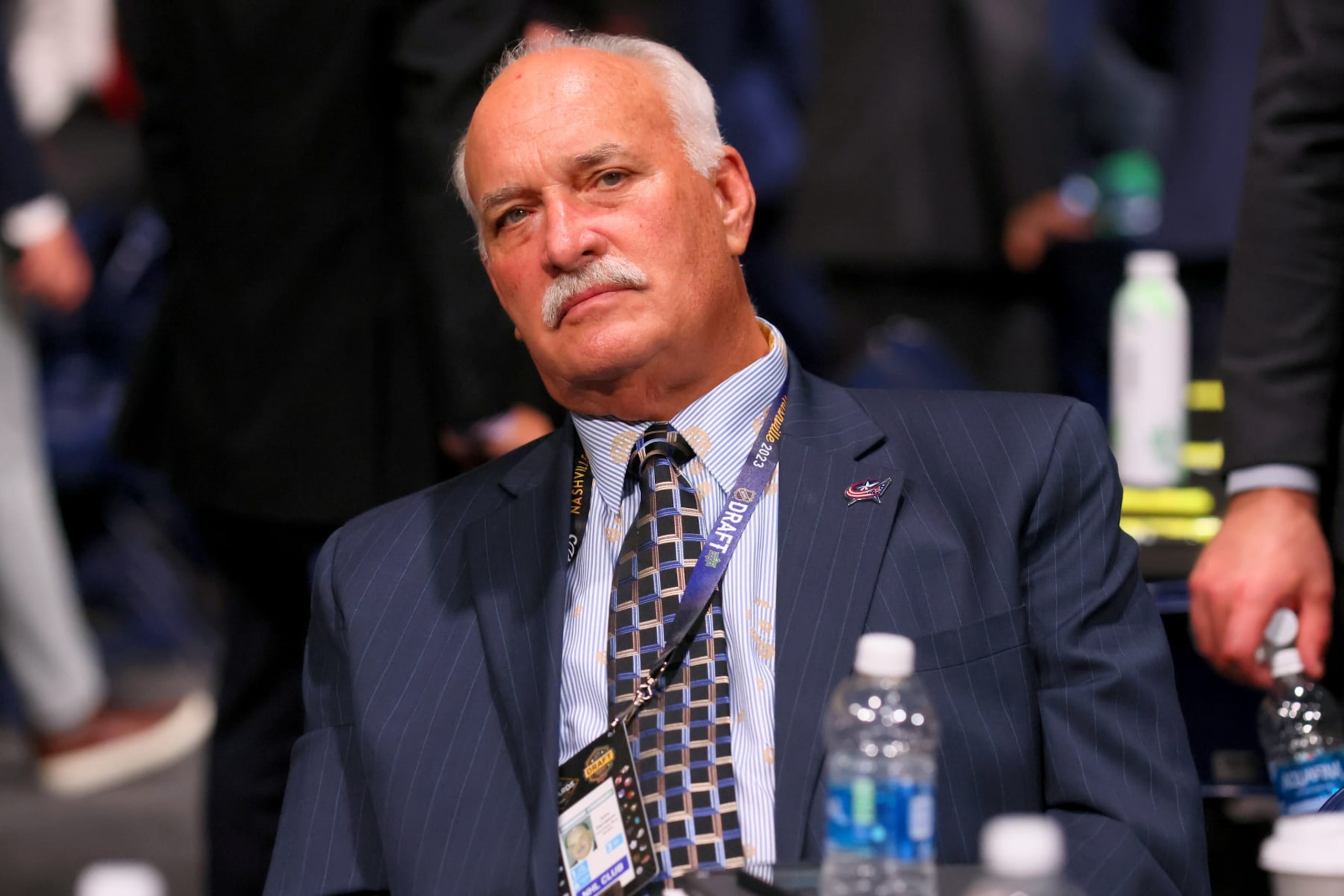 NASHVILLE, TENNESSEE - JUNE 28: John Davidson of the Columbus Blue Jackets is seen prior to round one of the 2023 Upper Deck NHL Draft at Bridgestone Arena on June 28, 2023 in Nashville, Tennessee. (Photo by Bruce Bennett/Getty Images)