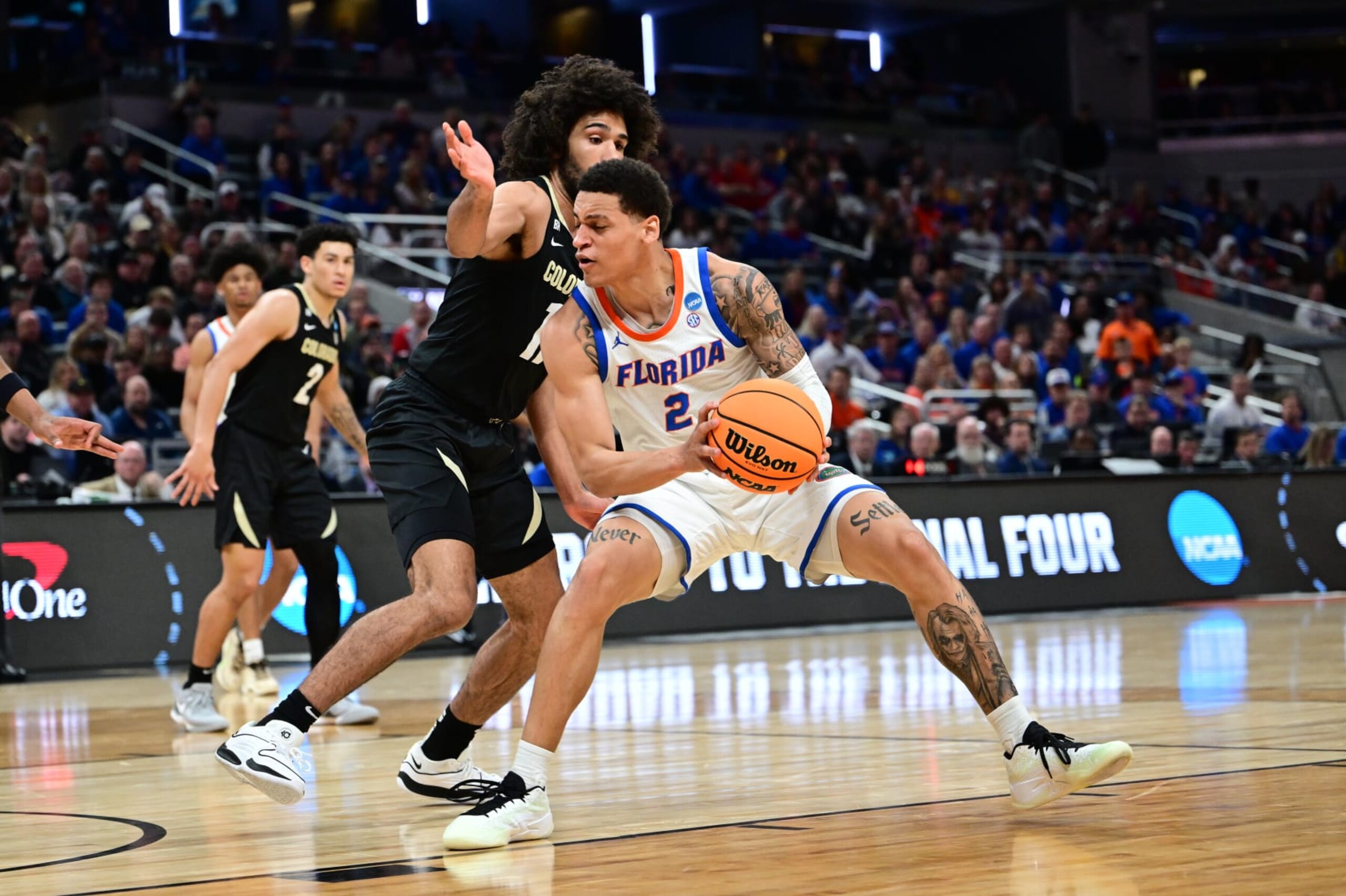 INDIANAPOLIS, INDIANA - MARCH 22: Riley Kugel #2 of the Florida Gators goes to the basket during the first round of the 2024 NCAA Men's Basketball Tournament held at Gainbridge Fieldhouse on March 22, 2024 in Indianapolis, Indiana. (Photo by Ben Solomon/NCAA Photos via Getty Images) INDIANAPOLIS, INDIANA - MARCH 22: Riley Kugel #2 of the Florida Gators goes to the basket during the first round of the 2024 NCAA Men's Basketball Tournament held at Gainbridge Fieldhouse on March 22, 2024 in Indianapolis, Indiana. (Photo by Ben Solomon/NCAA Photos via Getty Images)