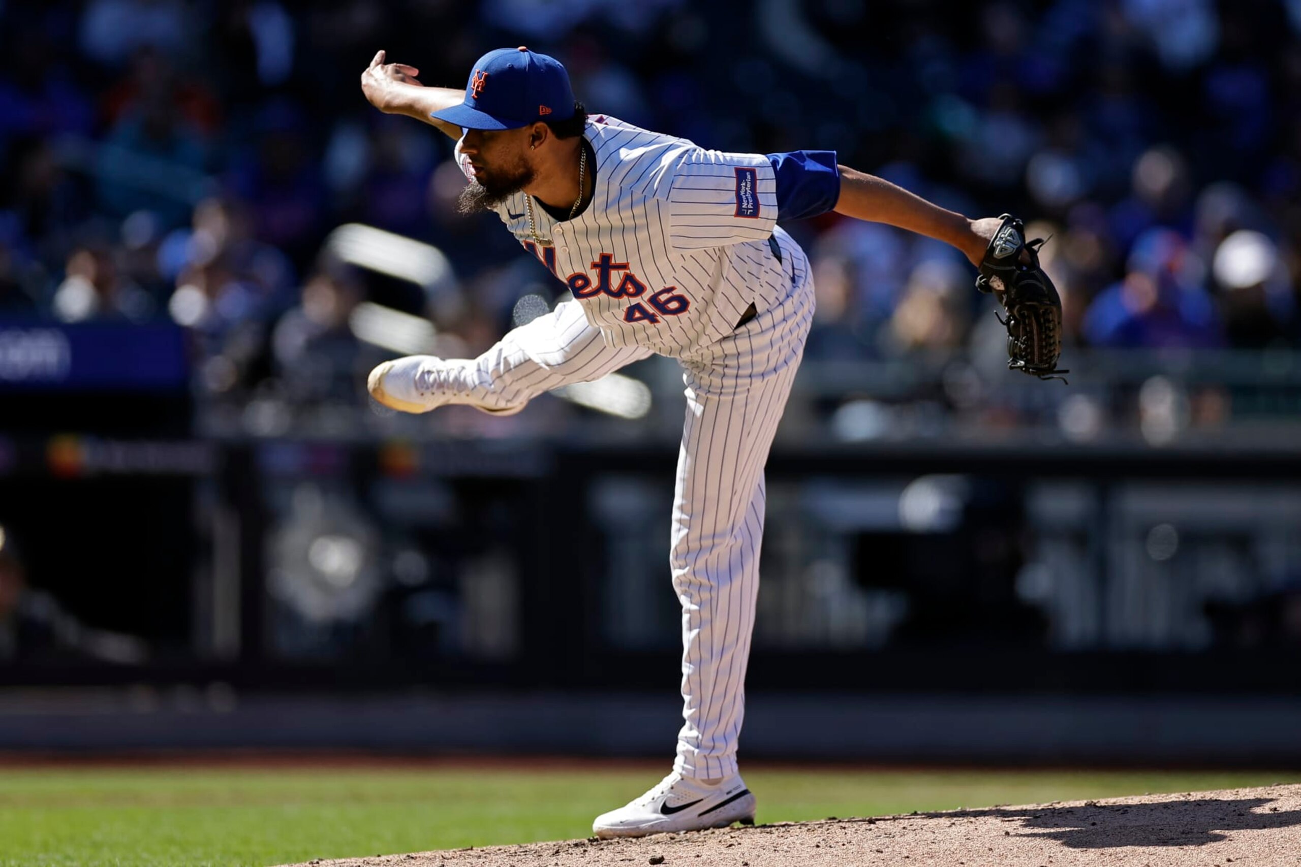 NEW YORK, NY - MARCH 31: Yohan Ramirez #46 of the New York Mets pitches against the Milwaukee Brewers during the fifth inning at Citi Field on March 31, 2024 in New York City. (Photo by Adam Hunger/Getty Images) NEW YORK, NY - MARCH 31: Yohan Ramirez #46 of the New York Mets pitches against the Milwaukee Brewers during the fifth inning at Citi Field on March 31, 2024 in New York City. (Photo by Adam Hunger/Getty Images)