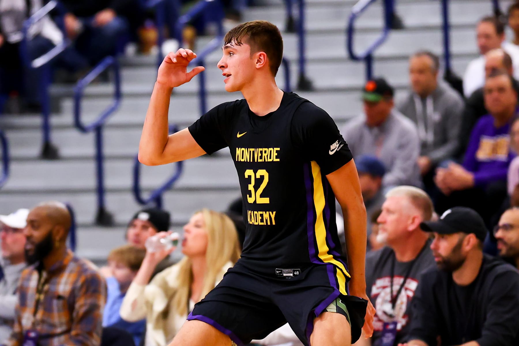 SOMERSET, NJ - FEBRUARY 01:  Cooper Flagg #32 of Montverde Academy calls for the ball during the third quarter of the EYBL Metro Classic High School basketball game against La Lumiere School on February 1, 2024 at Franklin High School in Somerset, New Jersey.  (Photo by Rich Graessle/Icon Sportswire via Getty Images)