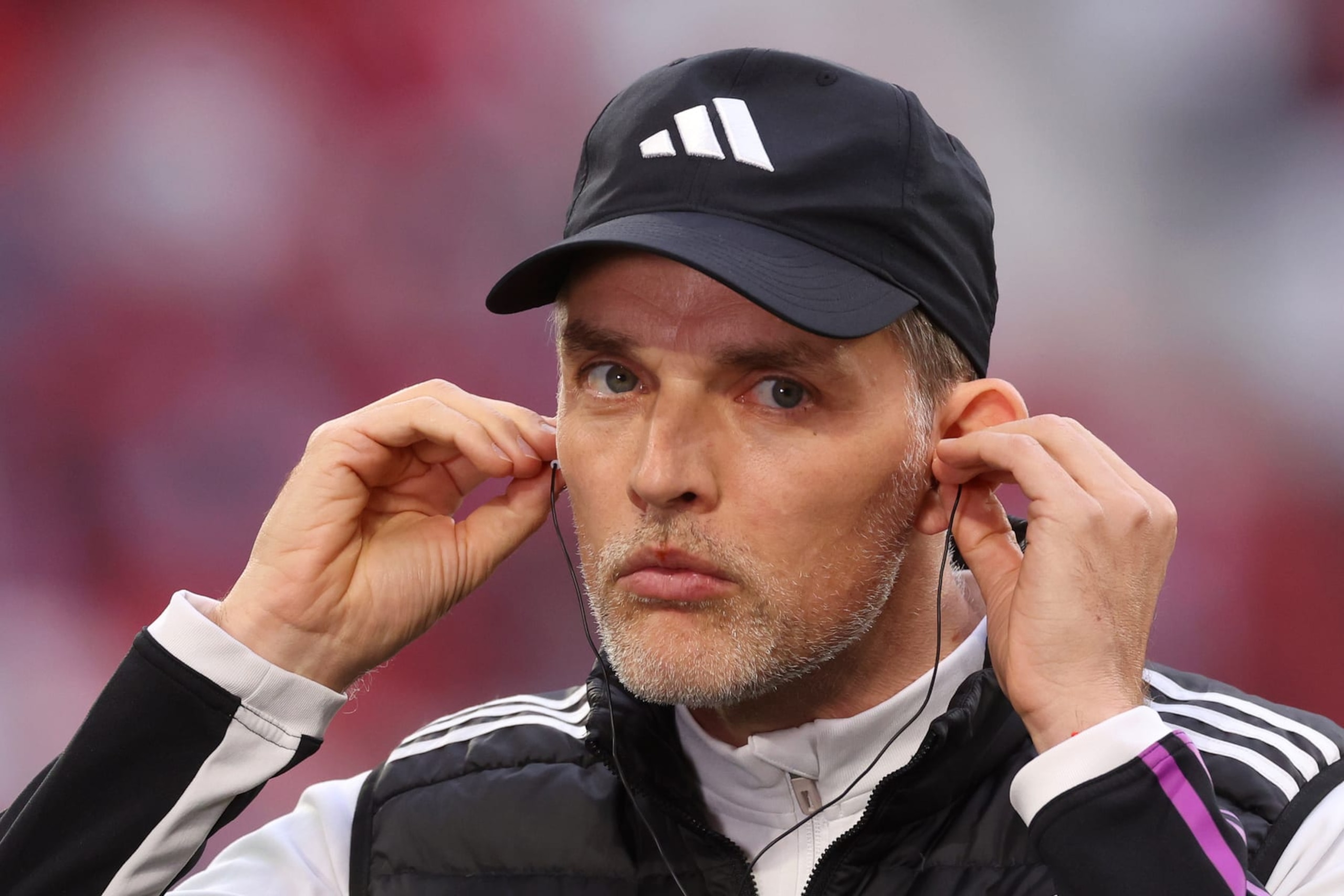 MUNICH, GERMANY - MARCH 30: Thomas Tuchel, Head Coach of Bayern Munich, looks on prior to the Bundesliga match between FC Bayern München and Borussia Dortmund at Allianz Arena on March 30, 2024 in Munich, Germany. (Photo by Alexander Hassenstein/Getty Images)