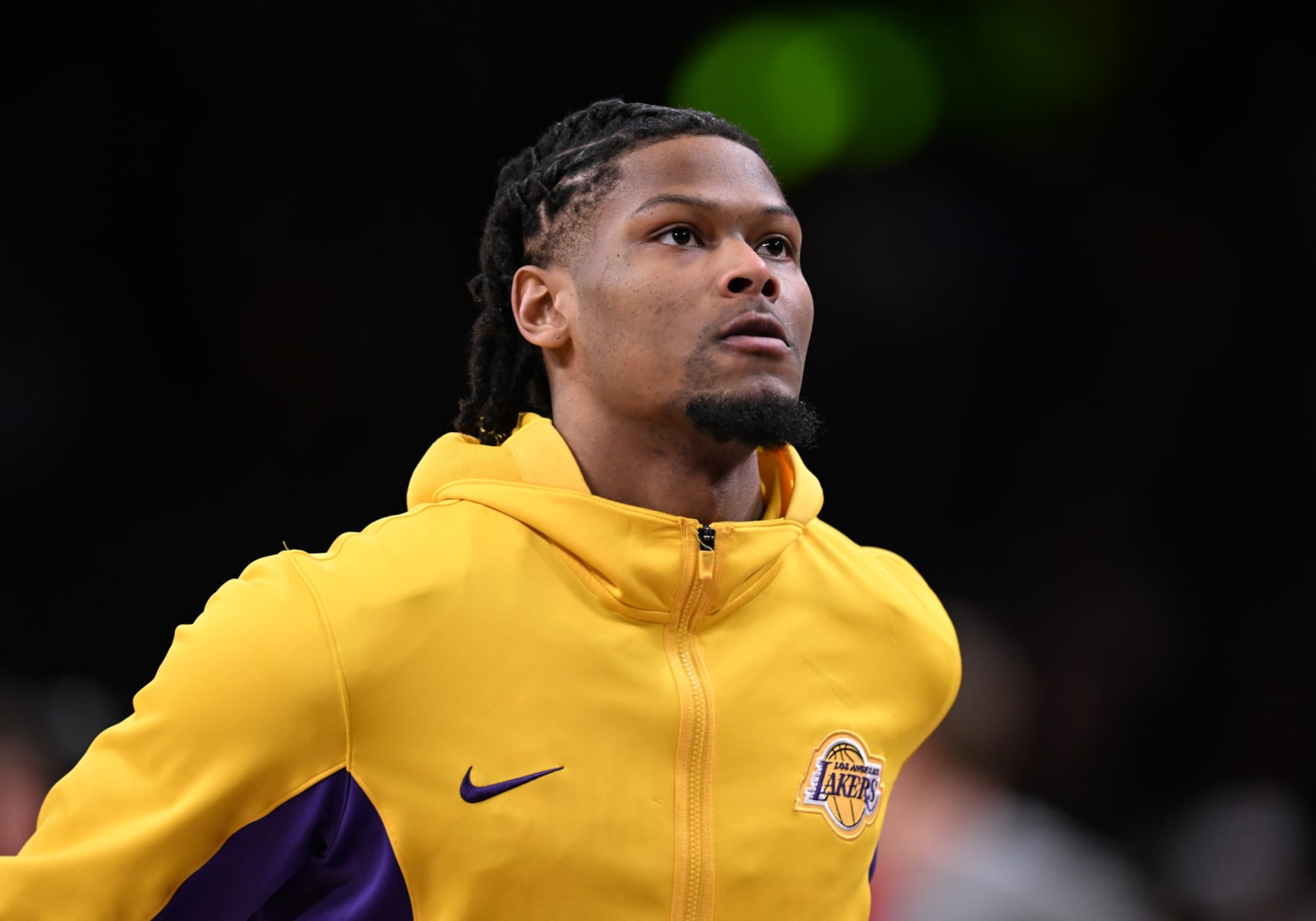 LOS ANGELES, CA - MARCH 8: Cam Reddish (5) of Los Angeles Lakers warms up before the NBA game between Milwaukee Bucks and Los Angeles Lakers at the Crypto.com Arena on March 8, 2024 in Los Angeles, California, United States. (Photo by Tayfun Coskun/Anadolu via Getty Images)