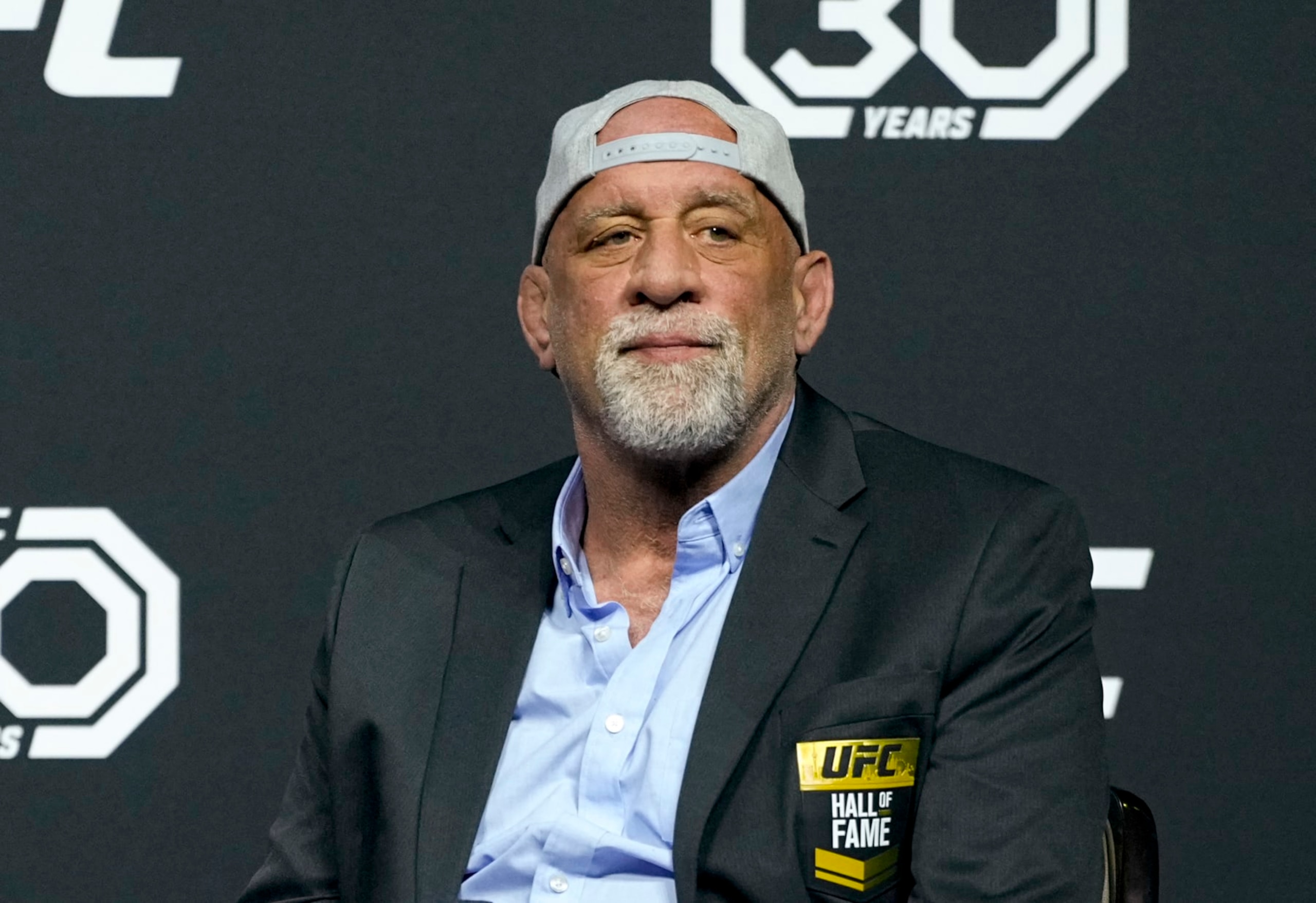 LAS VEGAS, NEVADA - MARCH 03: UFC hall of famer Mark Coleman is seen on stage during the UFC 30th Anniversary Q&A session at MGM Grand Garden Arena on March 03, 2023 in Las Vegas, Nevada. (Photo by Jeff Bottari/Zuffa LLC via Getty Images) LAS VEGAS, NEVADA - MARCH 03: UFC hall of famer Mark Coleman is seen on stage during the UFC 30th Anniversary Q&A session at MGM Grand Garden Arena on March 03, 2023 in Las Vegas, Nevada. (Photo by Jeff Bottari/Zuffa LLC via Getty Images)