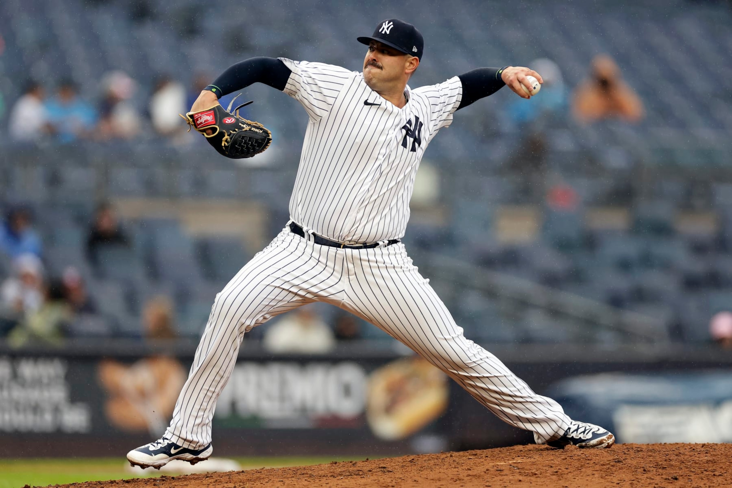 NEW YORK, NY - SEPTEMBER 25: Nick Ramirez #63 of the New York Yankees pitches against the Arizona Diamondbacks during the seventh inning at Yankee Stadium on September 25, 2023 in New York City. (Photo by Adam Hunger/Getty Images)