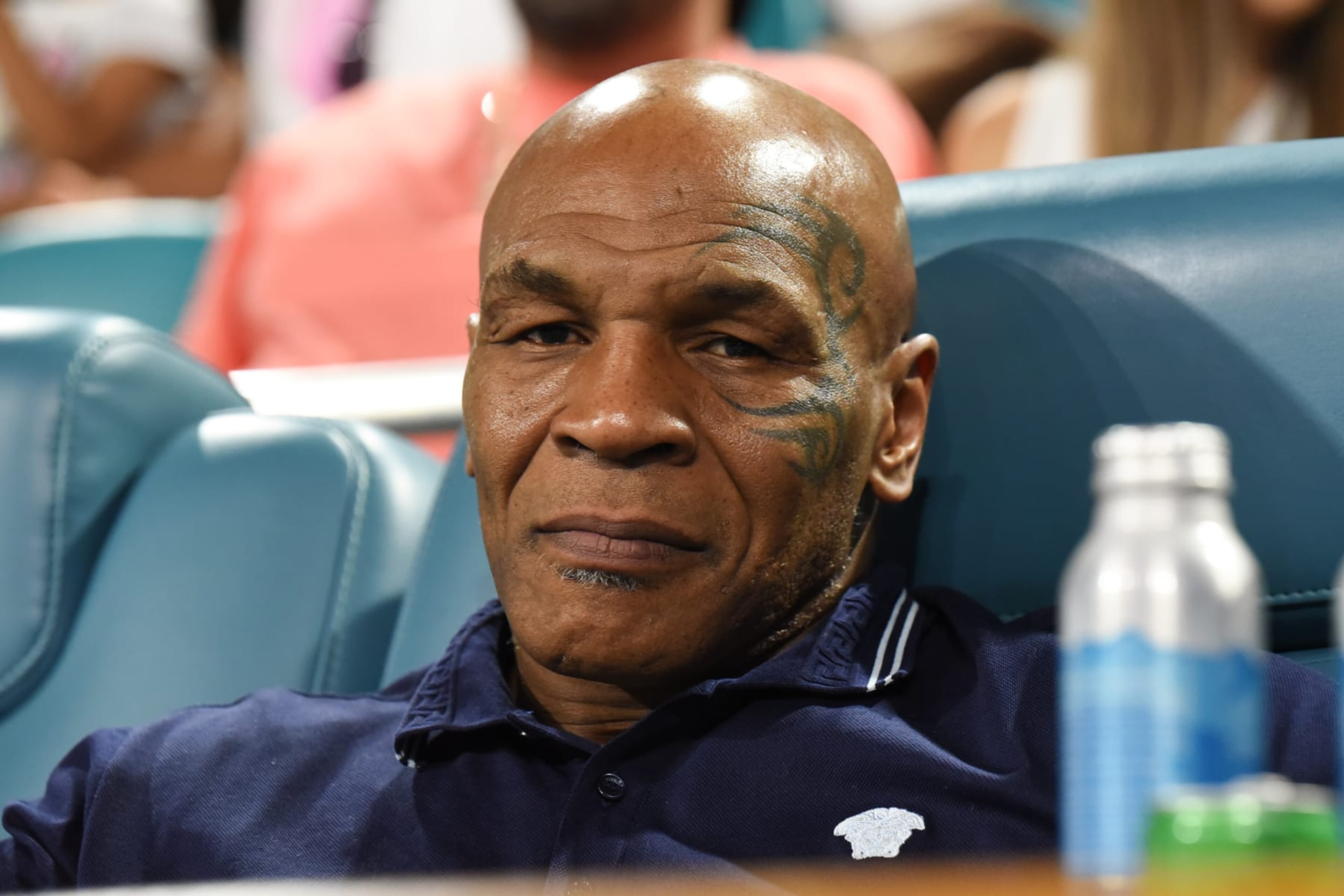 MIAMI GARDENS, FL - MARCH 28: Former professional boxer, Mike Tyson is seen during the men's singles quarterfinals at the Miami Open, on March 28, 2024, at Hard Rock Stadium in Miami Gardens, FL. (Photo by Michele Eve Sandberg/Icon Sportswire via Getty Images) MIAMI GARDENS, FL - MARCH 28: Former professional boxer, Mike Tyson is seen during the men's singles quarterfinals at the Miami Open, on March 28, 2024, at Hard Rock Stadium in Miami Gardens, FL. (Photo by Michele Eve Sandberg/Icon Sportswire via Getty Images)