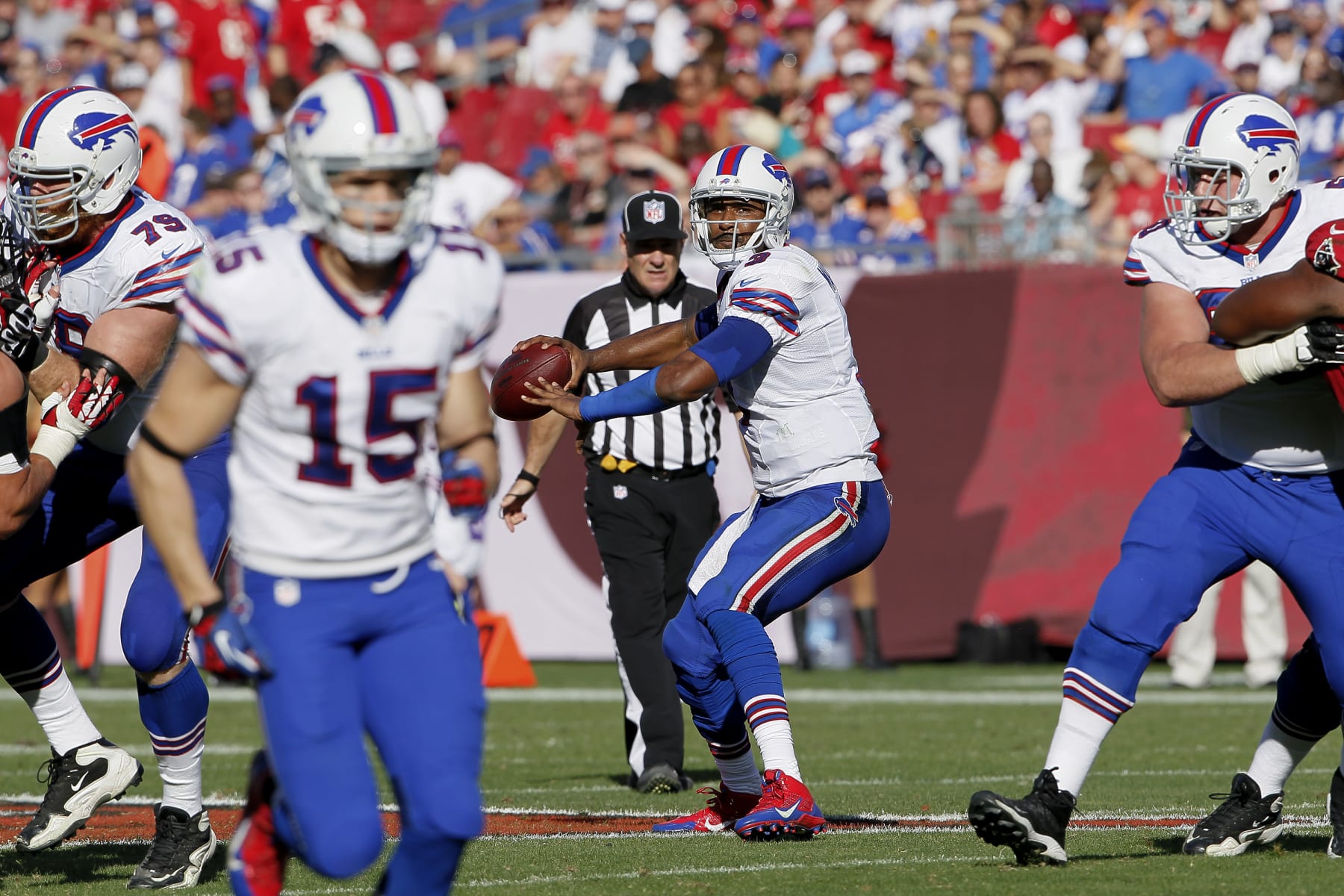 TAMPA, FL - DECEMBER 8: Quarterback EJ Manuel #3 of the Buffalo Bills on a pass play during the game against the Tampa Bay Buccaneers at Raymond James Stadium on December 8, 2013 in Tampa, Florida. Tampa Bay defeated Buffalo Bills 27-6. (Photo by Don Juan Moore/Getty Images)