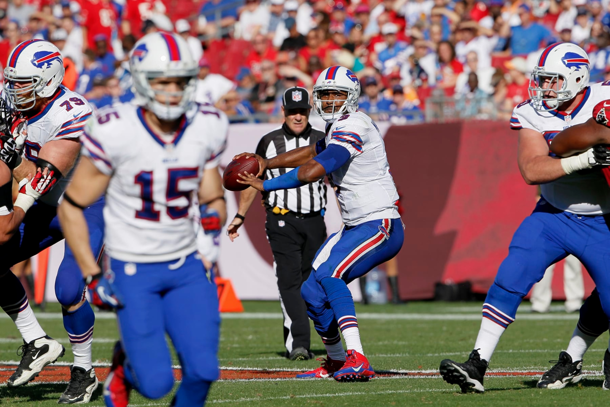 TAMPA, FL - DECEMBER 8: Quarterback EJ Manuel #3 of the Buffalo Bills on a pass play during the game against the Tampa Bay Buccaneers at Raymond James Stadium on December 8, 2013 in Tampa, Florida. Tampa Bay defeated Buffalo Bills 27-6. (Photo by Don Juan Moore/Getty Images)