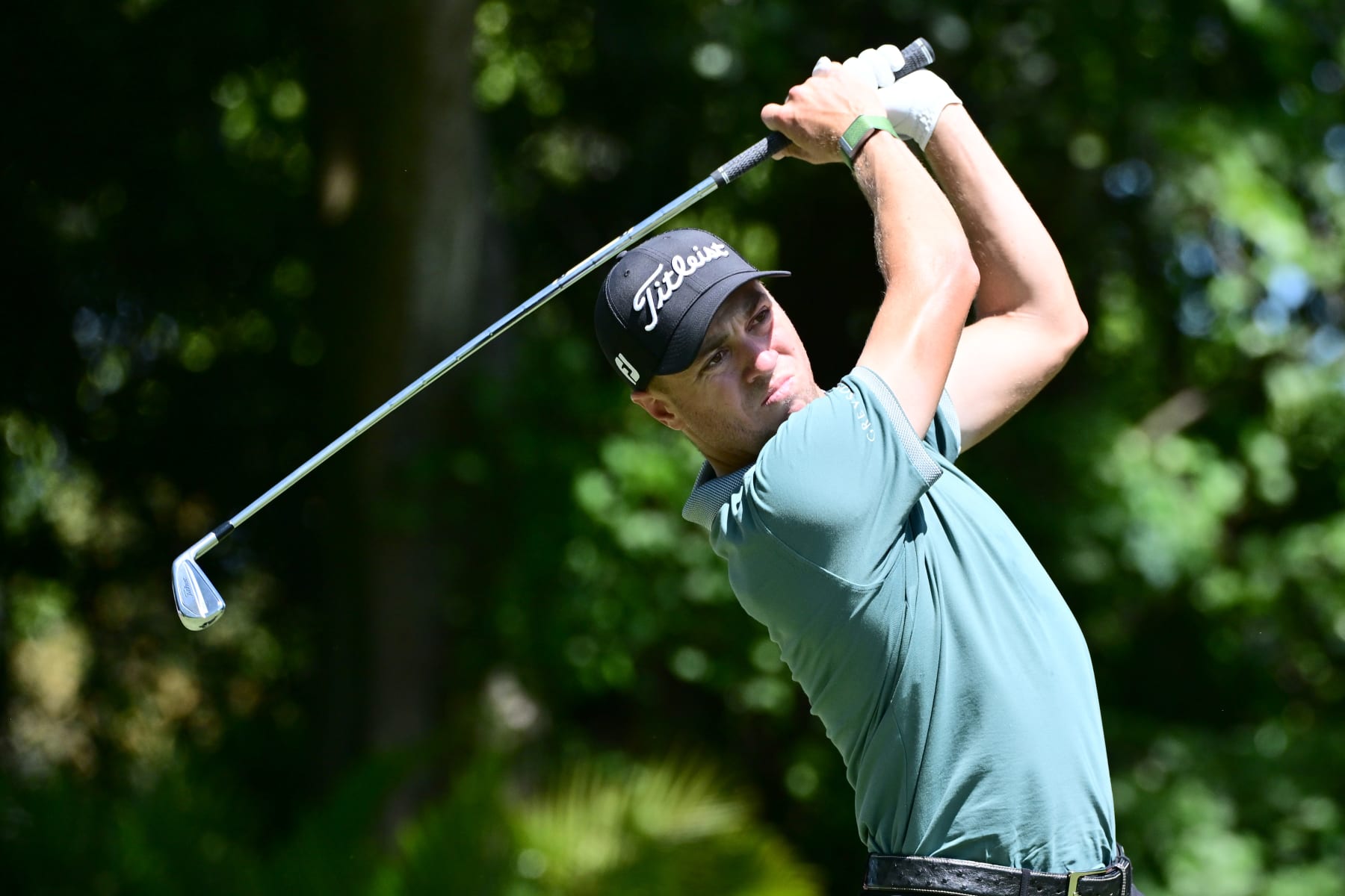 PALM HARBOR, FLORIDA - MARCH 23: Justin Thomas of the United States plays his shot from the third tee during the third round of the Valspar Championship at Copperhead Course at Innisbrook Resort and Golf Club on March 23, 2024 in Palm Harbor, Florida. (Photo by Julio Aguilar/Getty Images)