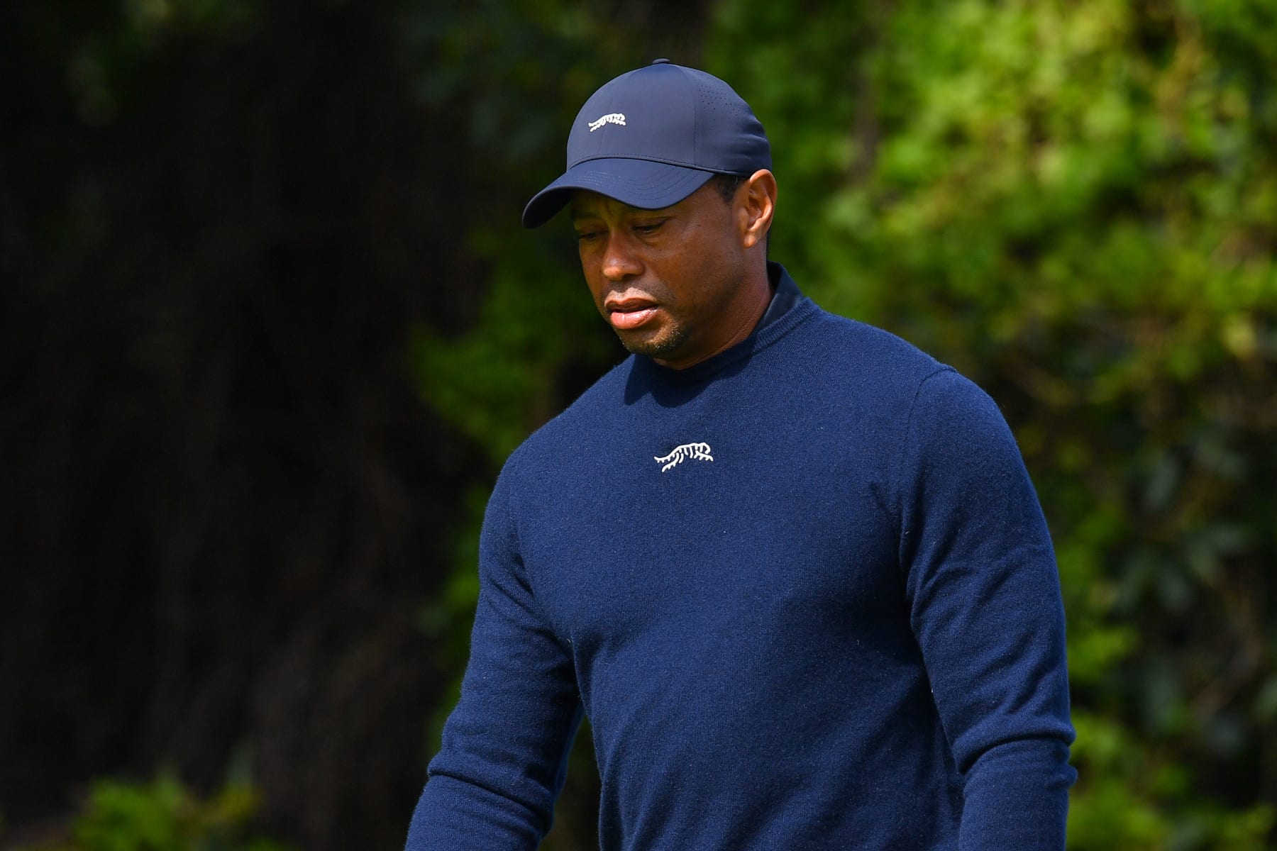 PACIFIC PALISADES, CA - FEBRUARY 16: Tiger Woods looks on during the second round of the Genesis Invitational on February 16, 2024, at Riviera Country Club in Pacific Palisades, CA. (Photo by Brian Rothmuller/Icon Sportswire via Getty Images)