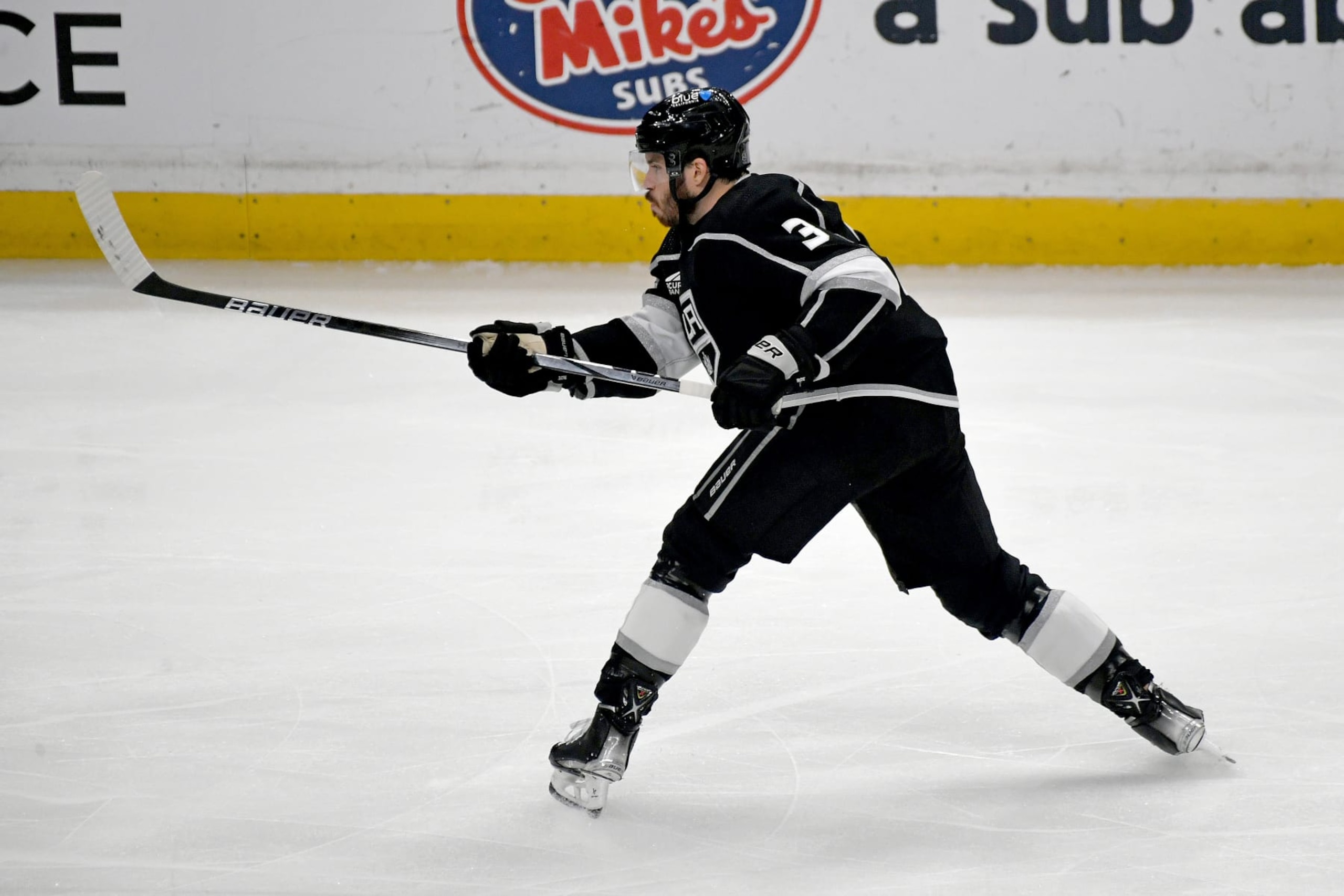 LOS ANGELES, CA - APRIL 03: Los Angeles Kings Defenceman Matt Roy (3) takes a shot on net during a game between the Seattle Kraken and the Los Angeles Kings on April 3rd, 2024 at the Crypto.com Arena in Los Angeles, CA. (Photo by Rob Curtis/Icon Sportswire via Getty Images) LOS ANGELES, CA - APRIL 03: Los Angeles Kings Defenceman Matt Roy (3) takes a shot on net during a game between the Seattle Kraken and the Los Angeles Kings on April 3rd, 2024 at the Crypto.com Arena in Los Angeles, CA. (Photo by Rob Curtis/Icon Sportswire via Getty Images)