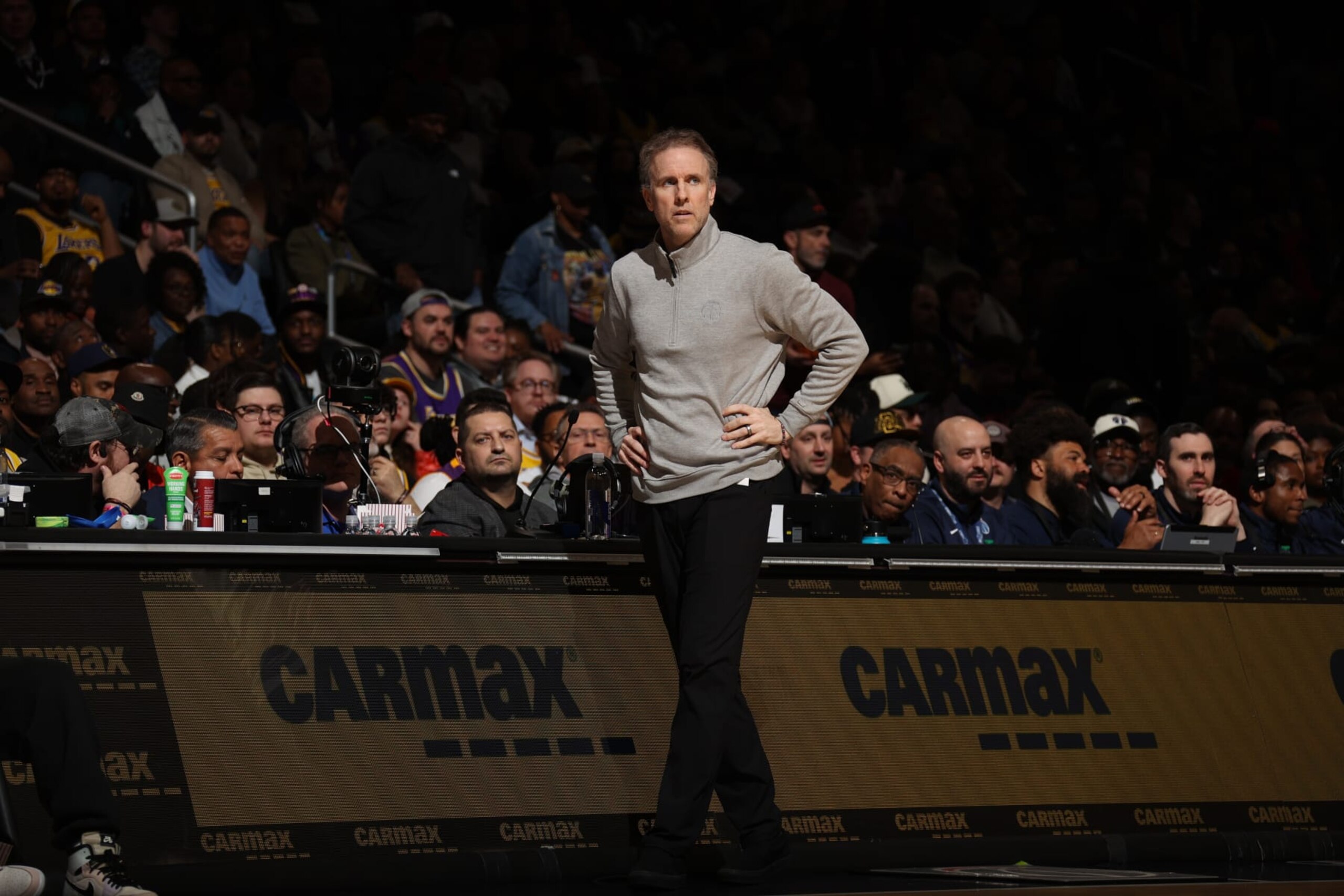 WASHINGTON, DC - APRIL 3: Interim Head Coach Brian Keefe of the Washington Wizards looks on during the game against the Los Angeles Lakers on April 3, 2024 at Capital One Arena in Washington, DC. NOTE TO USER: User expressly acknowledges and agrees that, by downloading and or using this Photograph, user is consenting to the terms and conditions of the Getty Images License Agreement. Mandatory Copyright Notice: Copyright 2024 NBAE (Photo by Stephen Gosling/NBAE via Getty Images) WASHINGTON, DC - APRIL 3: Interim Head Coach Brian Keefe of the Washington Wizards looks on during the game against the Los Angeles Lakers on April 3, 2024 at Capital One Arena in Washington, DC. NOTE TO USER: User expressly acknowledges and agrees that, by downloading and or using this Photograph, user is consenting to the terms and conditions of the Getty Images License Agreement. Mandatory Copyright Notice: Copyright 2024 NBAE (Photo by Stephen Gosling/NBAE via Getty Images)