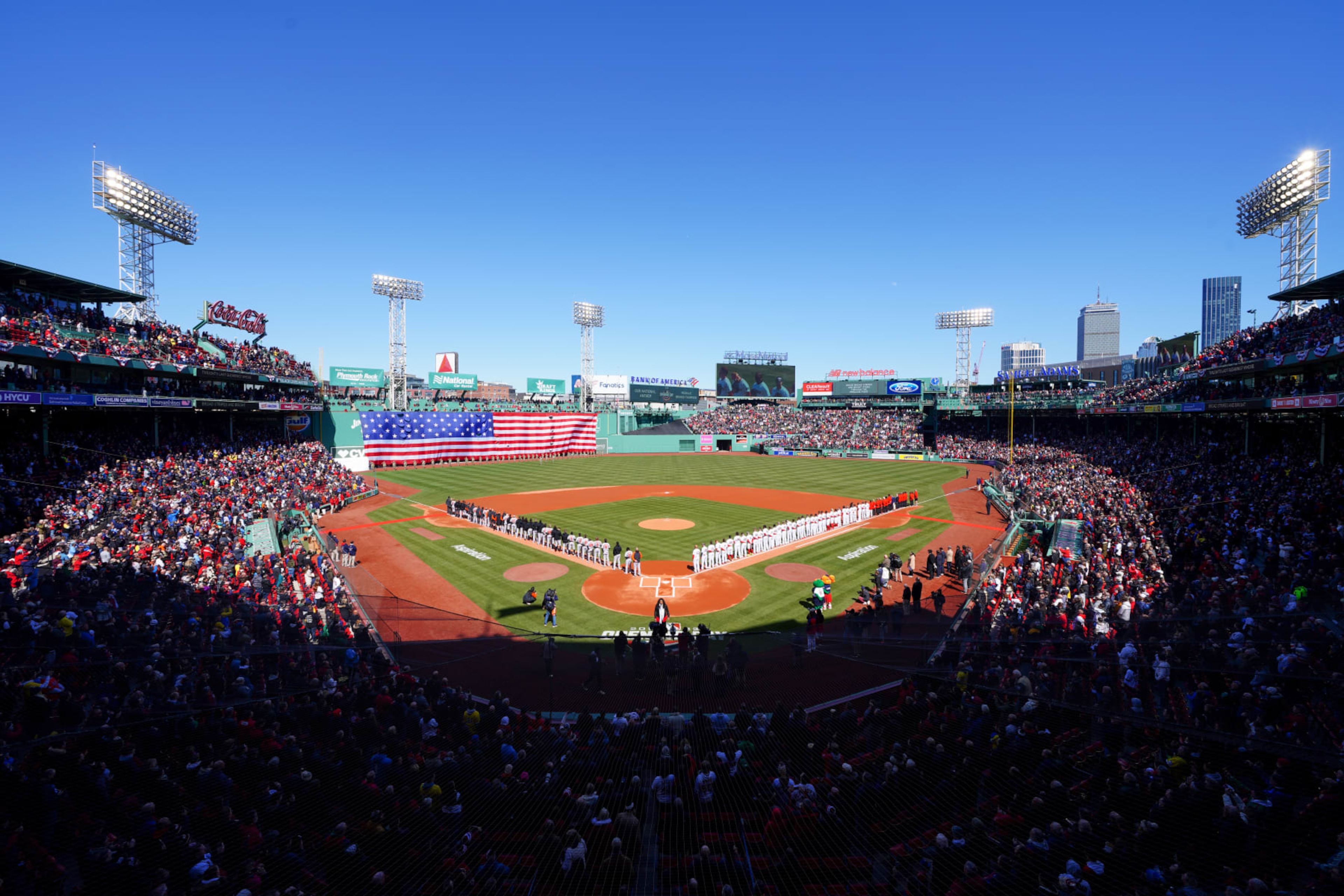 BOSTON, MA - MARCH 30: General view of Fenway Park during the national anthem before the game between the Baltimore Orioles and the Boston Red Sox at Fenway Park on Thursday, March 30, 2023 in Boston, Massachusetts. (Photo by Daniel Shirey/MLB Photos via Getty Images) BOSTON, MA - MARCH 30: General view of Fenway Park during the national anthem before the game between the Baltimore Orioles and the Boston Red Sox at Fenway Park on Thursday, March 30, 2023 in Boston, Massachusetts. (Photo by Daniel Shirey/MLB Photos via Getty Images)