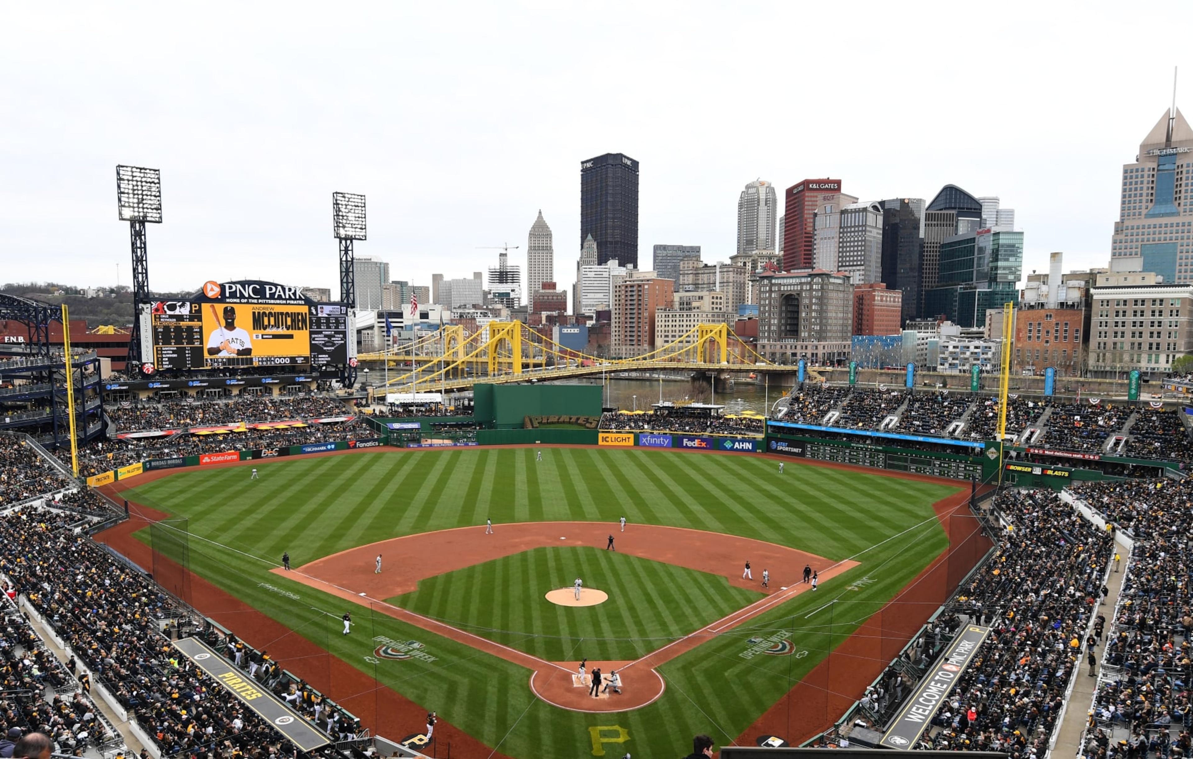 PITTSBURGH, PA - APRIL 07: A general view of PNC Park during the game between the Chicago White Sox and the Pittsburgh Pirates at PNC Park on Friday, April 7, 2023 in Pittsburgh, Pennsylvania. (Photo by Joe Sargent/MLB Photos via Getty Images) PITTSBURGH, PA - APRIL 07: A general view of PNC Park during the game between the Chicago White Sox and the Pittsburgh Pirates at PNC Park on Friday, April 7, 2023 in Pittsburgh, Pennsylvania. (Photo by Joe Sargent/MLB Photos via Getty Images)