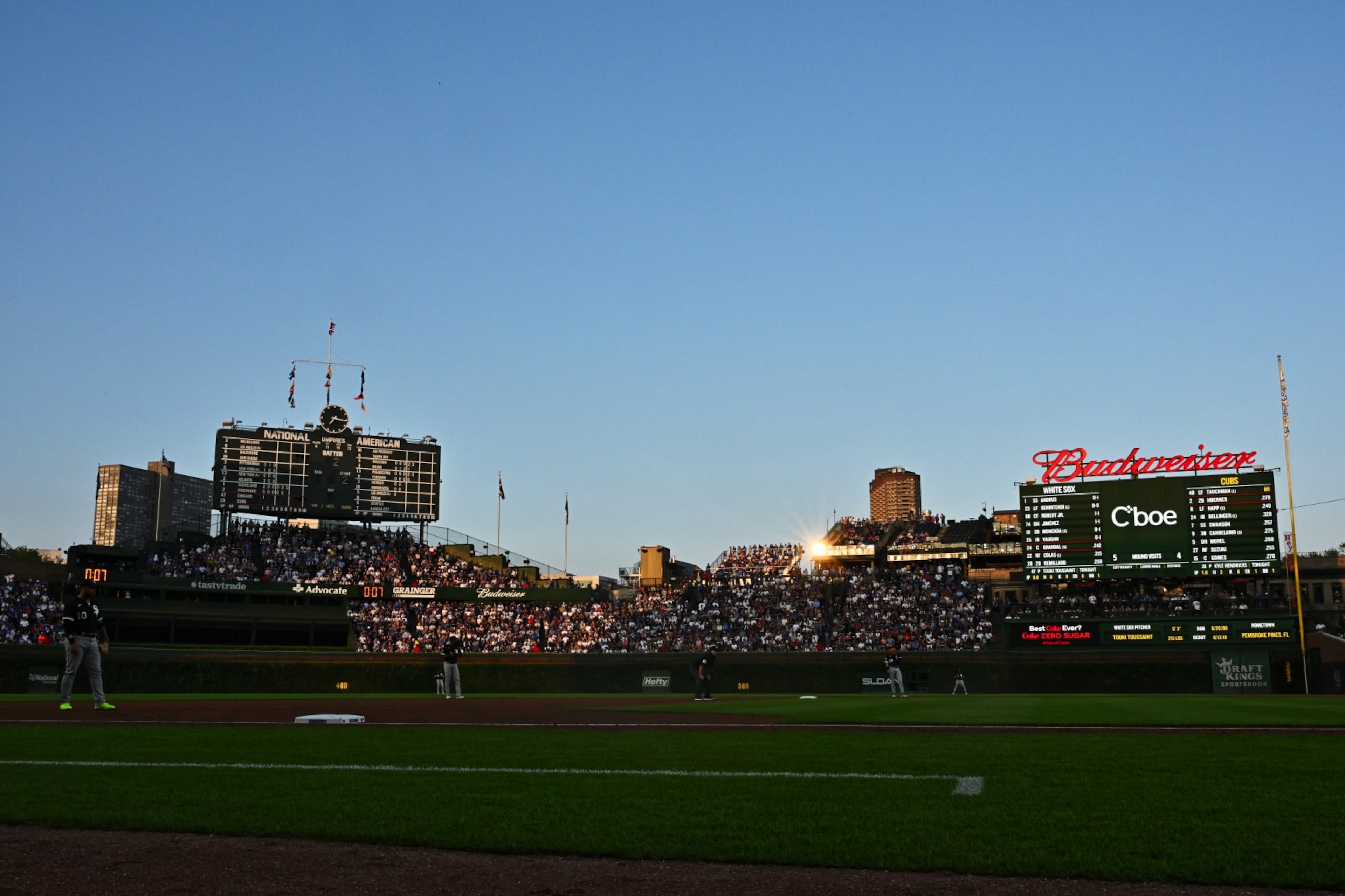 CHICAGO, IL - AUGUST 15: A general view of Wrigley Field during a game between the Chicago Cubs and the Chicago White Sox on August 15, 2023 in Chicago, Illinois. (Photo by Jamie Sabau/Getty Images) *** Local Caption *** CHICAGO, IL - AUGUST 15: A general view of Wrigley Field during a game between the Chicago Cubs and the Chicago White Sox on August 15, 2023 in Chicago, Illinois. (Photo by Jamie Sabau/Getty Images) *** Local Caption ***