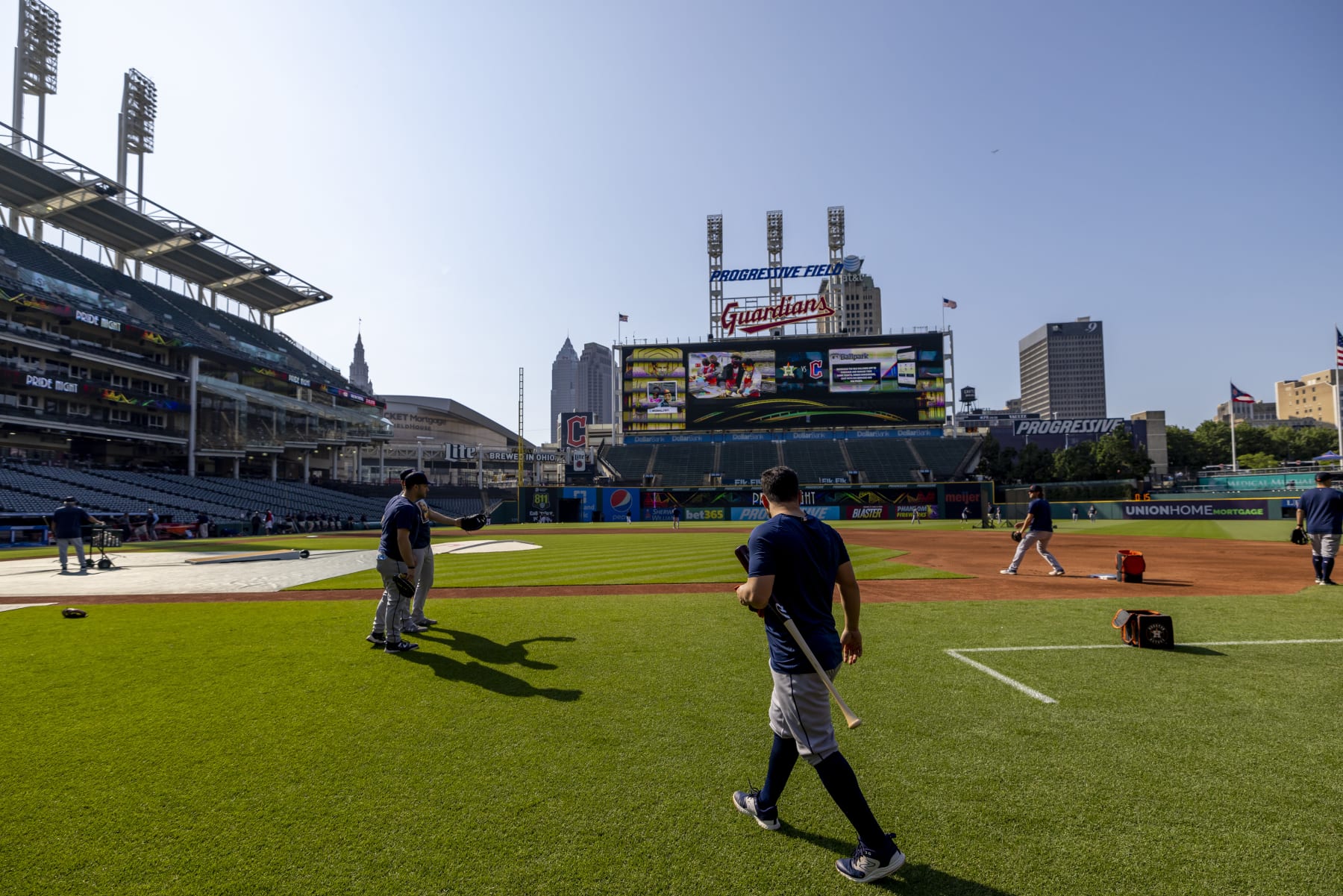 CLEVELAND, OH - JUNE 09: A general view of the field prior to the game between the Houston Astros and the Cleveland Guardians at Progressive Field on Friday, June 9, 2023 in Cleveland, Ohio. (Photo by Nate Manley/MLB Photos via Getty Images)