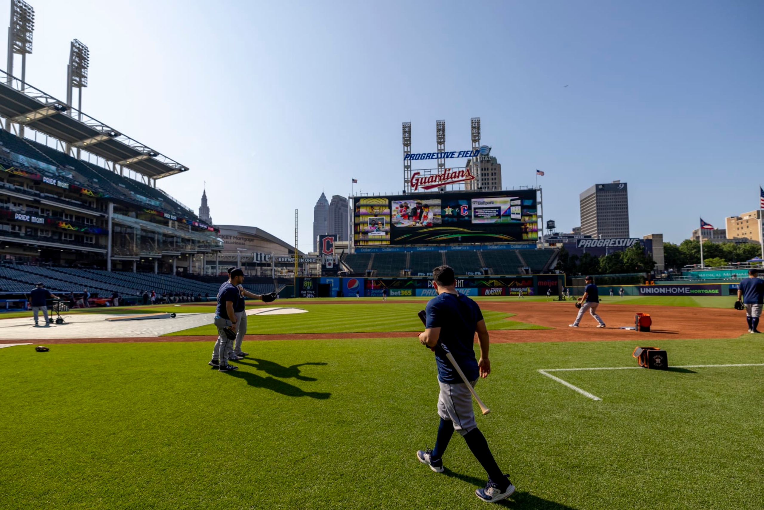 CLEVELAND, OH - JUNE 09: A general view of the field prior to the game between the Houston Astros and the Cleveland Guardians at Progressive Field on Friday, June 9, 2023 in Cleveland, Ohio. (Photo by Nate Manley/MLB Photos via Getty Images)