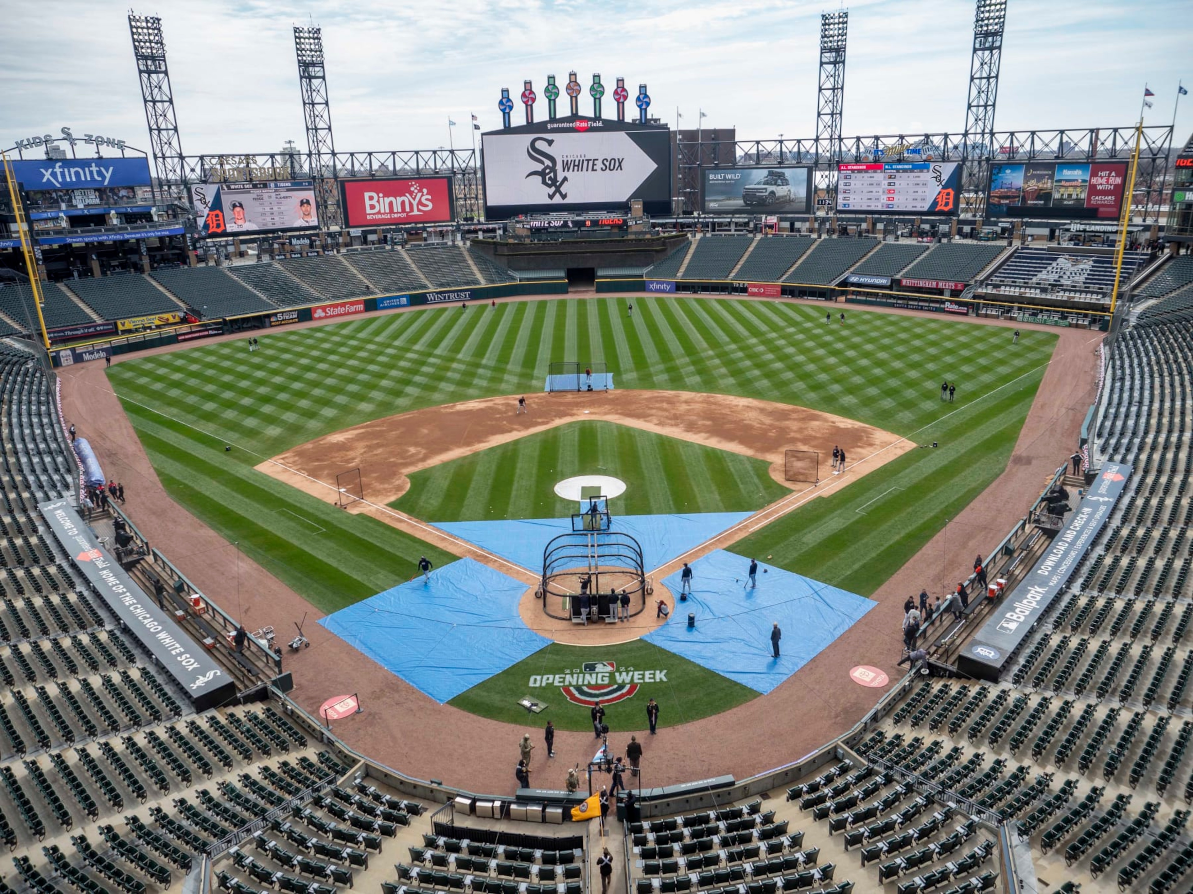 CHICAGO, IL - MARCH 31: A general view of Guaranteed Rate Field before the MLB game between the Detroit Tigers and the Chicago White Sox on March 31, 2024, at Guaranteed Rate Field in Chicago, Illinois. (Photo by Joseph Weiser/Icon Sportswire via Getty Images) CHICAGO, IL - MARCH 31: A general view of Guaranteed Rate Field before the MLB game between the Detroit Tigers and the Chicago White Sox on March 31, 2024, at Guaranteed Rate Field in Chicago, Illinois. (Photo by Joseph Weiser/Icon Sportswire via Getty Images)