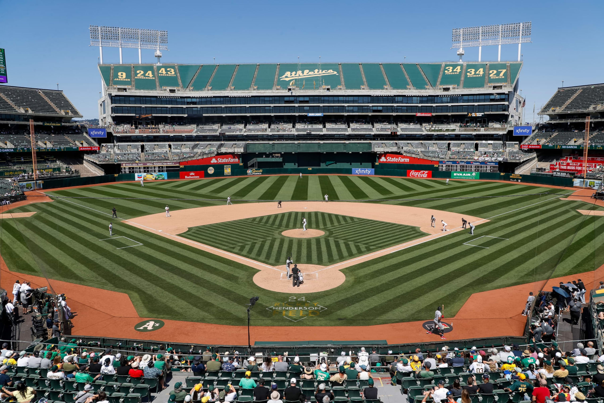 OAKLAND, CA - JULY 02: General view of a regular season game between the Chicago White Sox and Oakland Athletics on July 2, 2023, at RingCentral Coliseum in Oakland, CA. (Photo by Brandon Sloter/Icon Sportswire via Getty Images)