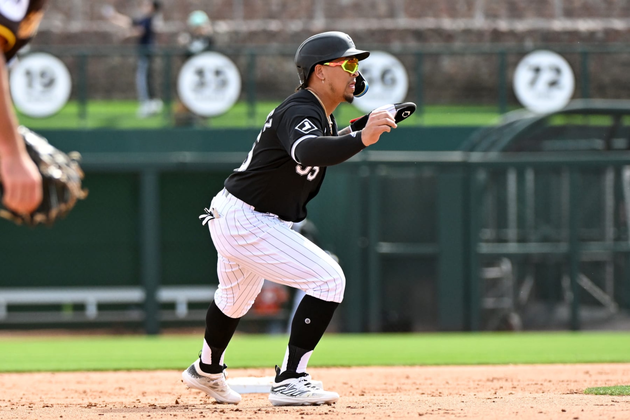 GLENDALE, ARIZONA - FEBRUARY 28, 2024: José Rodríguez #55 of the Chicago White Sox takes a lead at second base during the seventh inning of a spring training game against the San Diego Padres at Camelback Ranch on February 28, 2024 in Glendale, Arizona. (Photo by David Durochik/Diamond Images via Getty Images) GLENDALE, ARIZONA - FEBRUARY 28, 2024: José Rodríguez #55 of the Chicago White Sox takes a lead at second base during the seventh inning of a spring training game against the San Diego Padres at Camelback Ranch on February 28, 2024 in Glendale, Arizona. (Photo by David Durochik/Diamond Images via Getty Images)