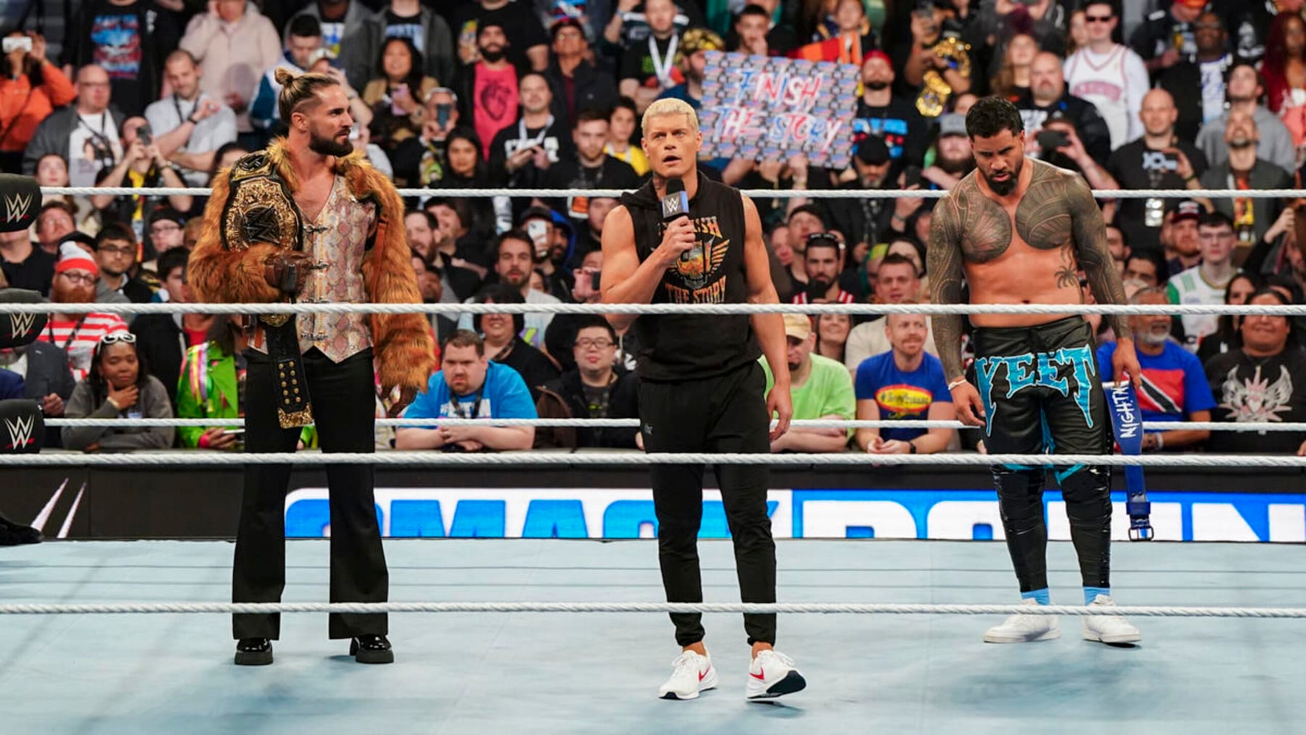 Seth Rollins, Cody Rhodes and Jey Uso.