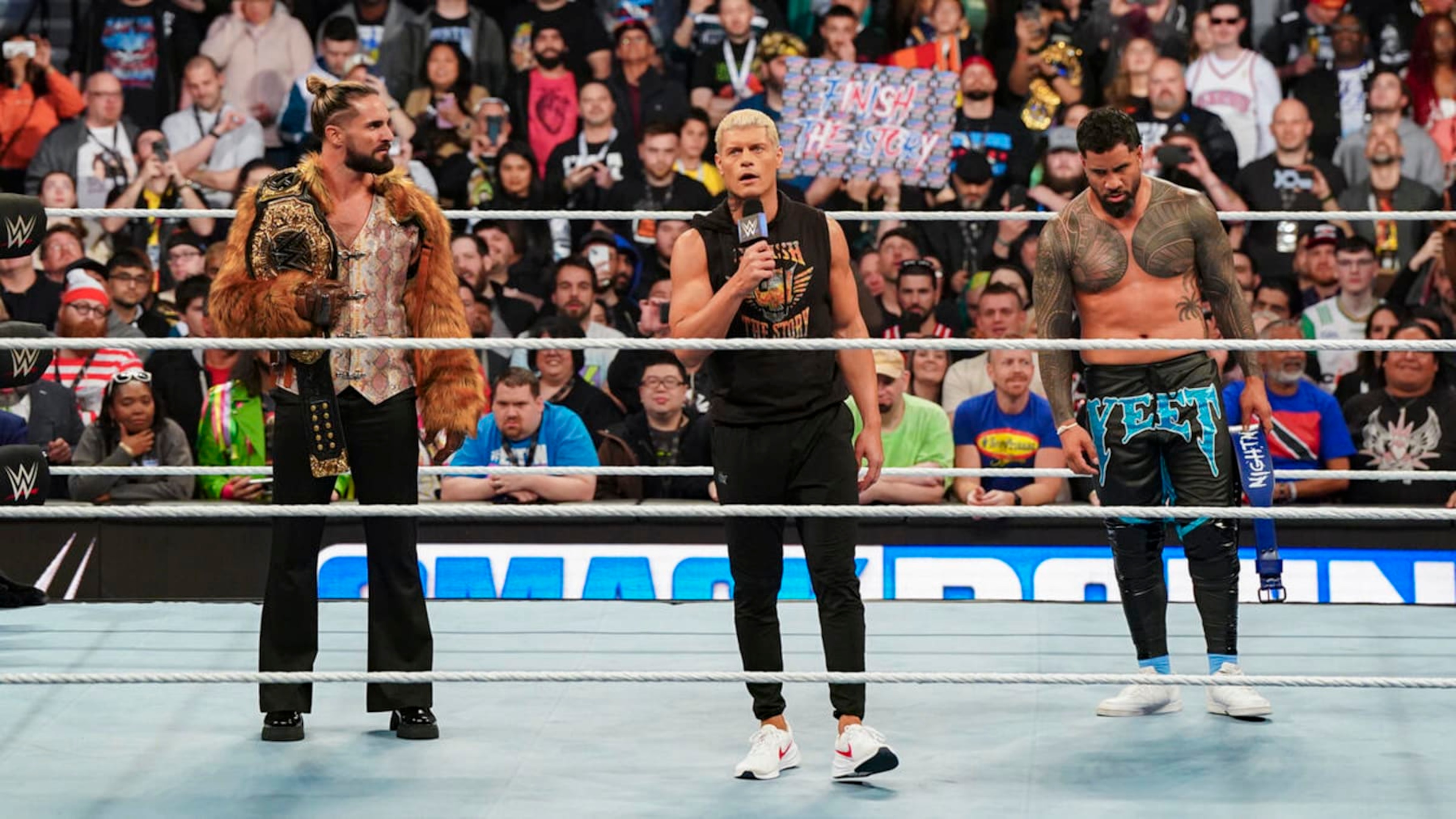 Seth Rollins, Cody Rhodes and Jey Uso.