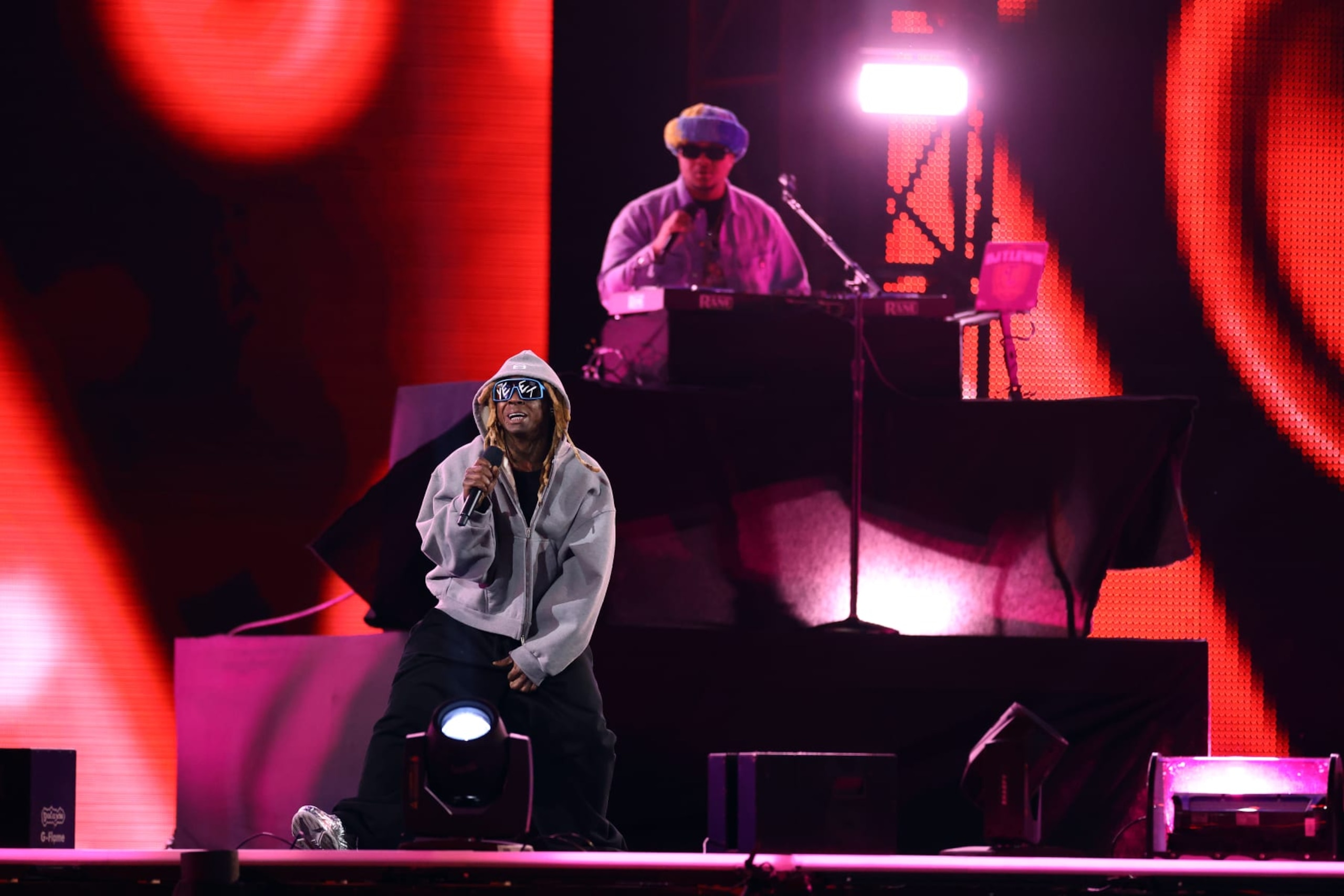 PHILADELPHIA, PENNSYLVANIA - APRIL 06: Lil Wayne performs during Night One of WrestleMania 40 at Lincoln Financial Field on April 06, 2024 in Philadelphia, Pennsylvania. (Photo by Tim Nwachukwu/Getty Images) PHILADELPHIA, PENNSYLVANIA - APRIL 06: Lil Wayne performs during Night One of WrestleMania 40 at Lincoln Financial Field on April 06, 2024 in Philadelphia, Pennsylvania. (Photo by Tim Nwachukwu/Getty Images)