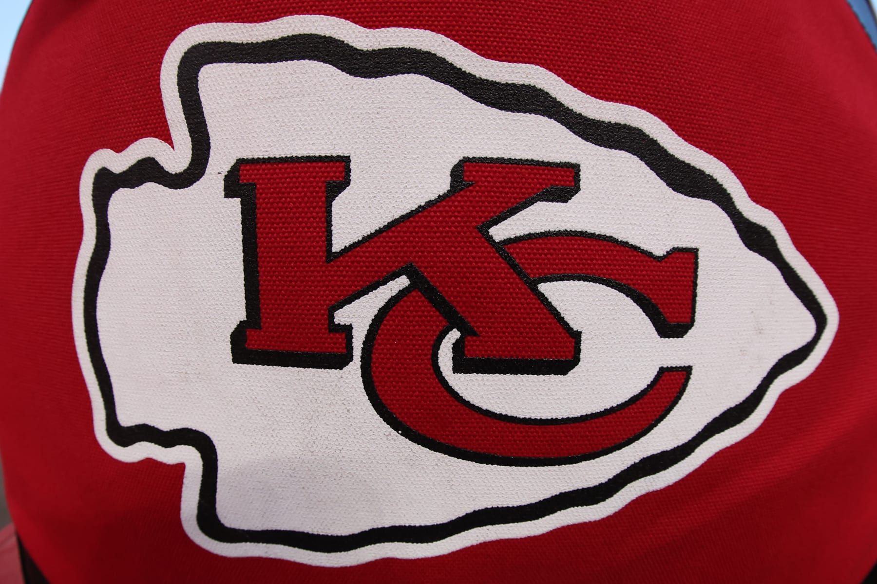 KANSAS CITY, MO - JANUARY 13: A view of the Kansas City Chiefs logo before an AFC Wild Card playoff game between the Miami Dolphins and Kansas City Chiefs on Jan 13, 2024 at GEHA Field at Arrowhead Stadium in Kansas City, MO. (Photo by Scott Winters/Icon Sportswire via Getty Images)