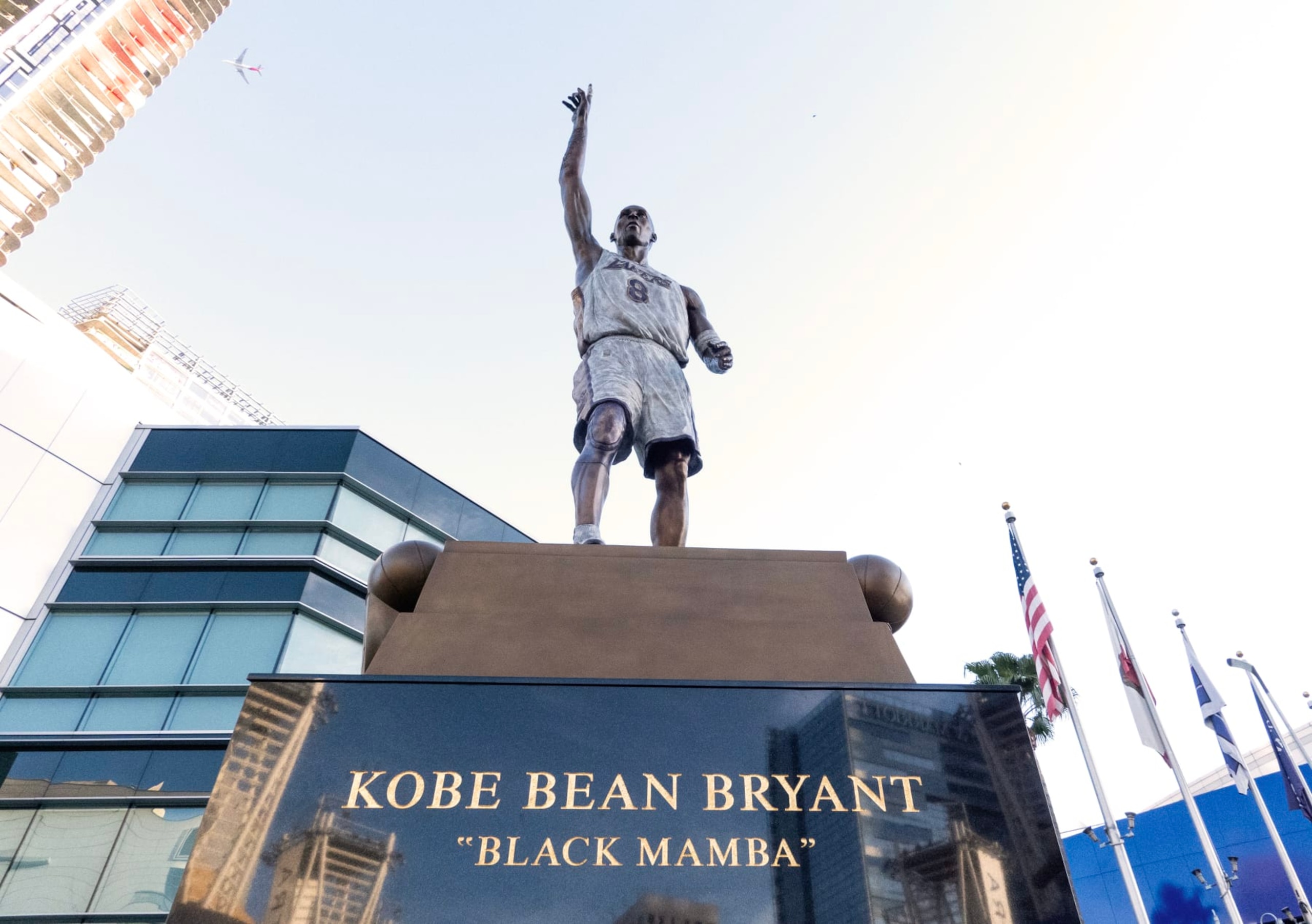 LOS ANGELES, CA MARCH 11: Misspellings have been pointed out on Kobe Bryant's statue at Crypto.com Arena. The mistakes are Jose Calderon as Jose "Calderson;" Von Wafer as "Vom" Wafer and Coach's Decision as Coach's "Decicion." Photographed in Los Angeles, CA on Monday, March 11, 2024. (Myung J. Chun / Los Angeles Times via Getty Images)