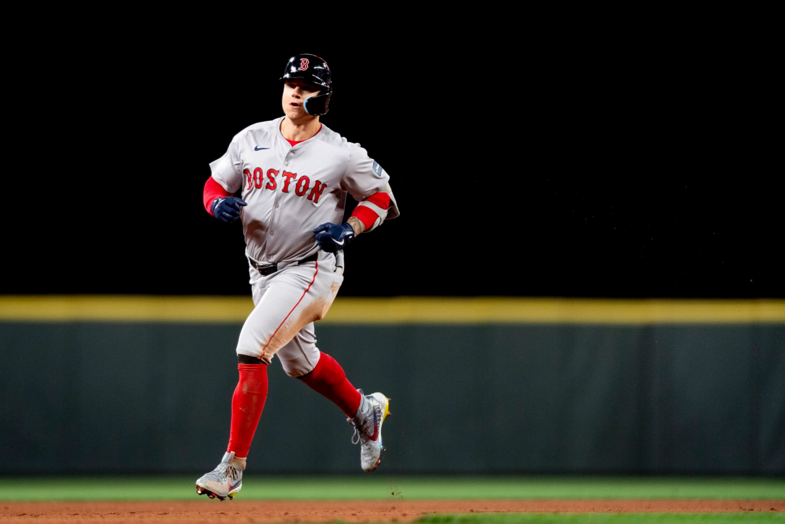 SEATTLE, WASHINGTON - MARCH 28: Tyler O'Neill #17 of the Boston Red Sox rounds the bases after hitting a home run during the eighth inning of the 2024 Opening Day game against the Seattle Mariners at T-Mobile Park on March 28, 2024 in Seattle, Washington. (Photo by Maddie Malhotra/Boston Red Sox/Getty Images) SEATTLE, WASHINGTON - MARCH 28: Tyler O'Neill #17 of the Boston Red Sox rounds the bases after hitting a home run during the eighth inning of the 2024 Opening Day game against the Seattle Mariners at T-Mobile Park on March 28, 2024 in Seattle, Washington. (Photo by Maddie Malhotra/Boston Red Sox/Getty Images)