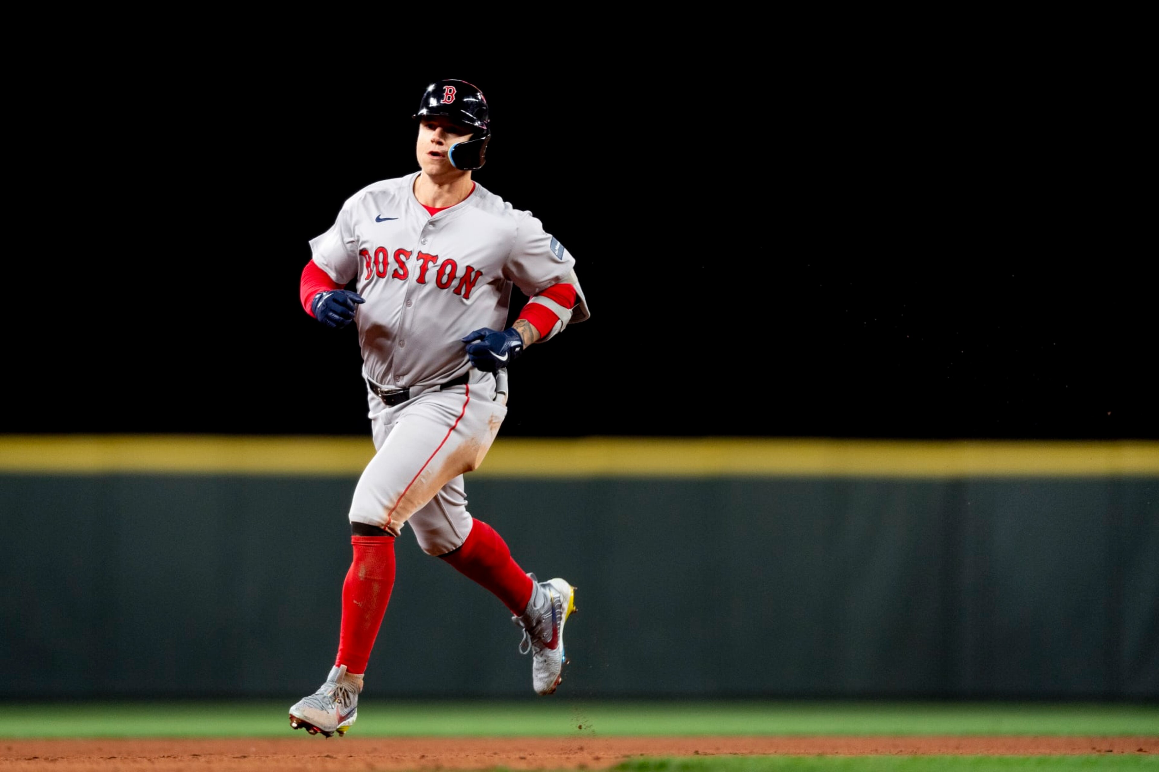 SEATTLE, WASHINGTON - MARCH 28: Tyler O'Neill #17 of the Boston Red Sox rounds the bases after hitting a home run during the eighth inning of the 2024 Opening Day game against the Seattle Mariners at T-Mobile Park on March 28, 2024 in Seattle, Washington. (Photo by Maddie Malhotra/Boston Red Sox/Getty Images) SEATTLE, WASHINGTON - MARCH 28: Tyler O'Neill #17 of the Boston Red Sox rounds the bases after hitting a home run during the eighth inning of the 2024 Opening Day game against the Seattle Mariners at T-Mobile Park on March 28, 2024 in Seattle, Washington. (Photo by Maddie Malhotra/Boston Red Sox/Getty Images)