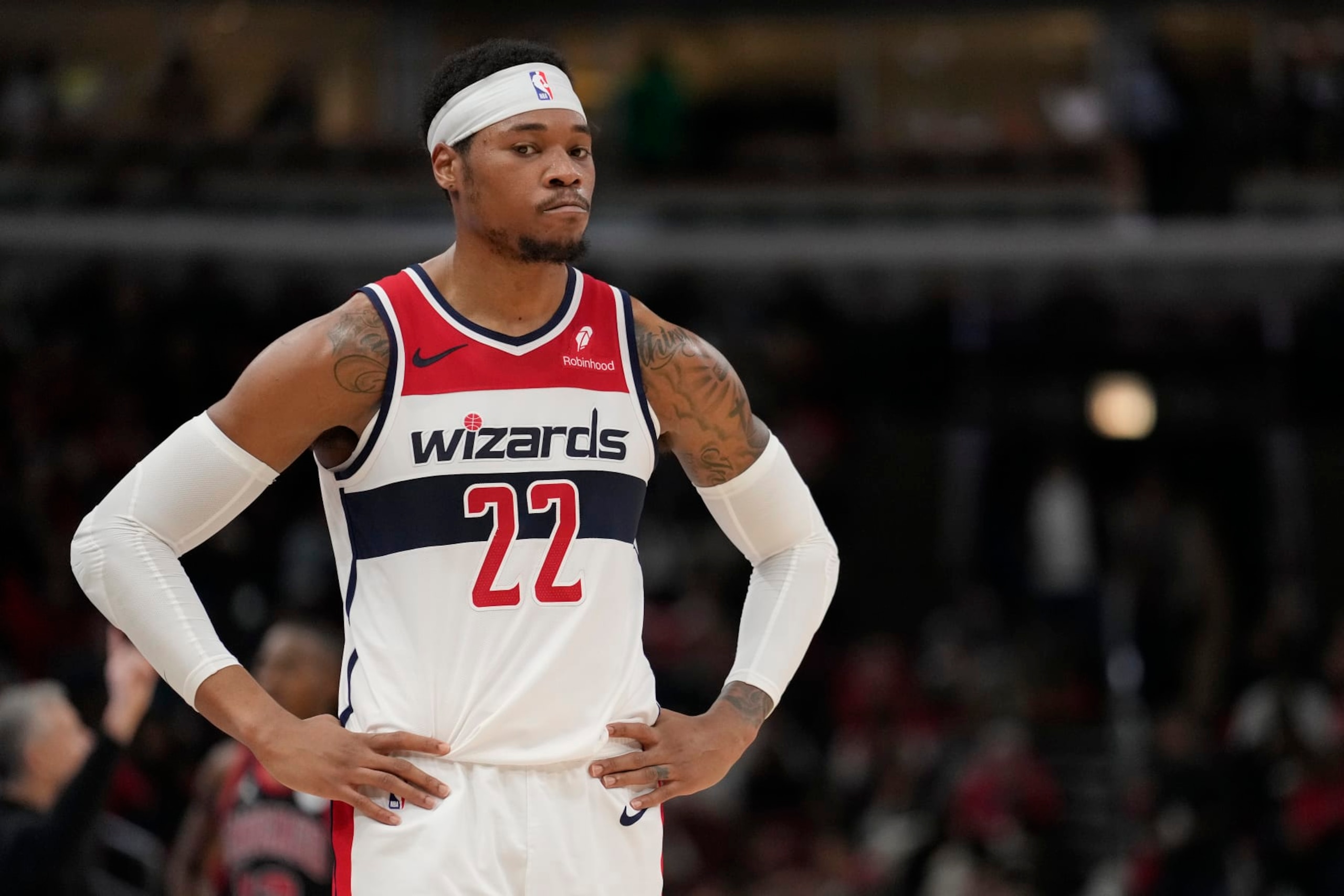 CHICAGO, ILLINOIS - MARCH 25: Richaun Holmes #22 of the Washington Wizards in action during the second half against the Chicago Bulls at the United Center on March 25, 2024 in Chicago, Illinois. NOTE TO USER: User expressly acknowledges and agrees that, by downloading and or using this photograph, User is consenting to the terms and conditions of the Getty Images License Agreement. (Photo by Patrick McDermott/Getty Images) CHICAGO, ILLINOIS - MARCH 25: Richaun Holmes #22 of the Washington Wizards in action during the second half against the Chicago Bulls at the United Center on March 25, 2024 in Chicago, Illinois. NOTE TO USER: User expressly acknowledges and agrees that, by downloading and or using this photograph, User is consenting to the terms and conditions of the Getty Images License Agreement. (Photo by Patrick McDermott/Getty Images)