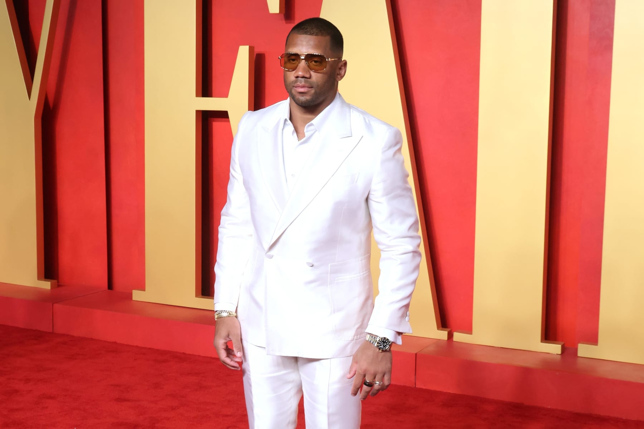 BEVERLY HILLS, CALIFORNIA - MARCH 10: Russell Wilson attends the 2024 Vanity Fair Oscar Party hosted by Radhika Jones at Wallis Annenberg Center for the Performing Arts on March 10, 2024 in Beverly Hills, California. (Photo by Taylor Hill/Getty Images)