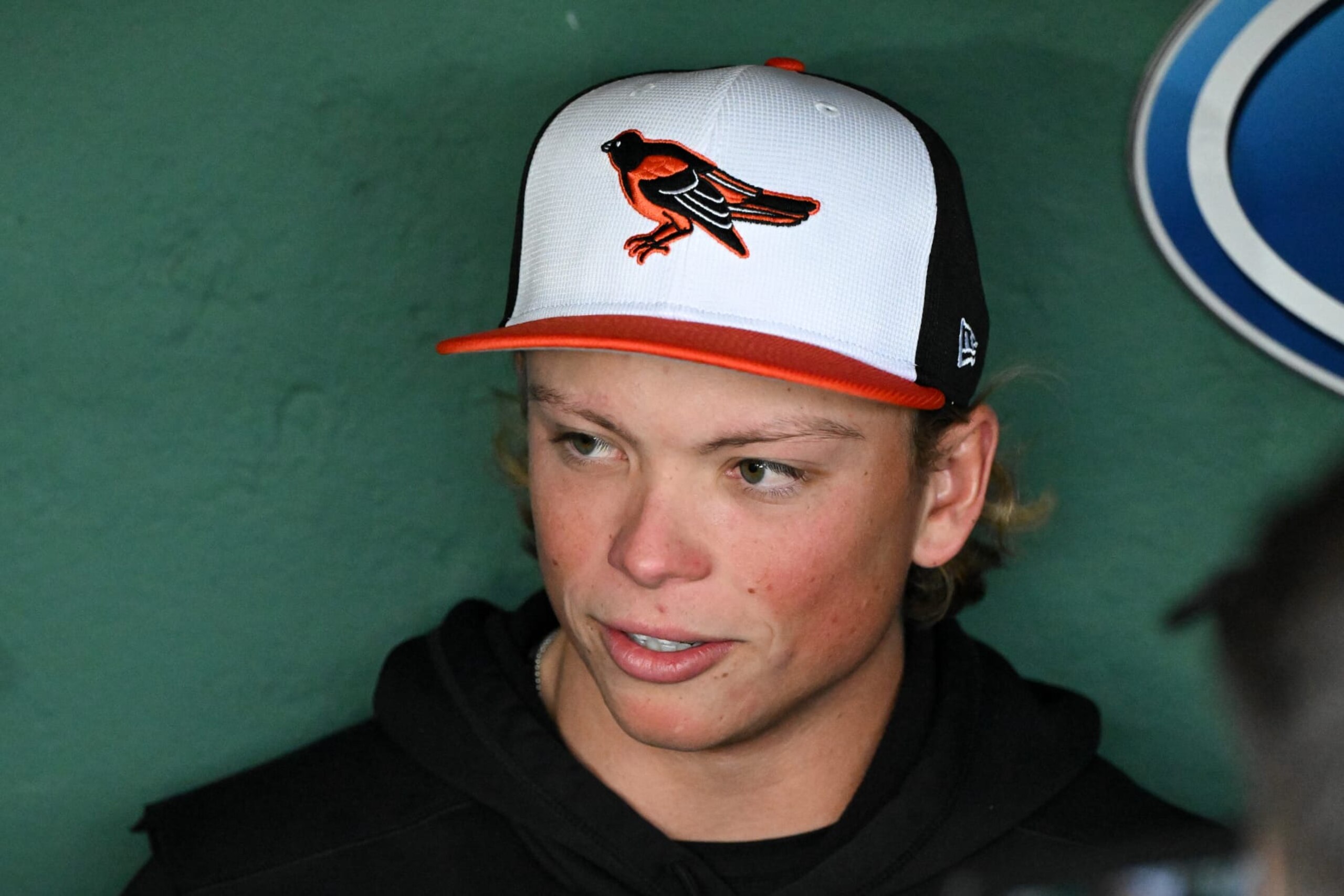 BOSTON, MASSACHUSETTS - APRIL 10: Jackson Holliday #7 of the Baltimore Orioles talks with the media before making his MLB debut against the Boston Red Sox at Fenway Park on April 10, 2024 in Boston, Massachusetts. (Photo by Brian Fluharty/Getty Images) BOSTON, MASSACHUSETTS - APRIL 10: Jackson Holliday #7 of the Baltimore Orioles talks with the media before making his MLB debut against the Boston Red Sox at Fenway Park on April 10, 2024 in Boston, Massachusetts. (Photo by Brian Fluharty/Getty Images)