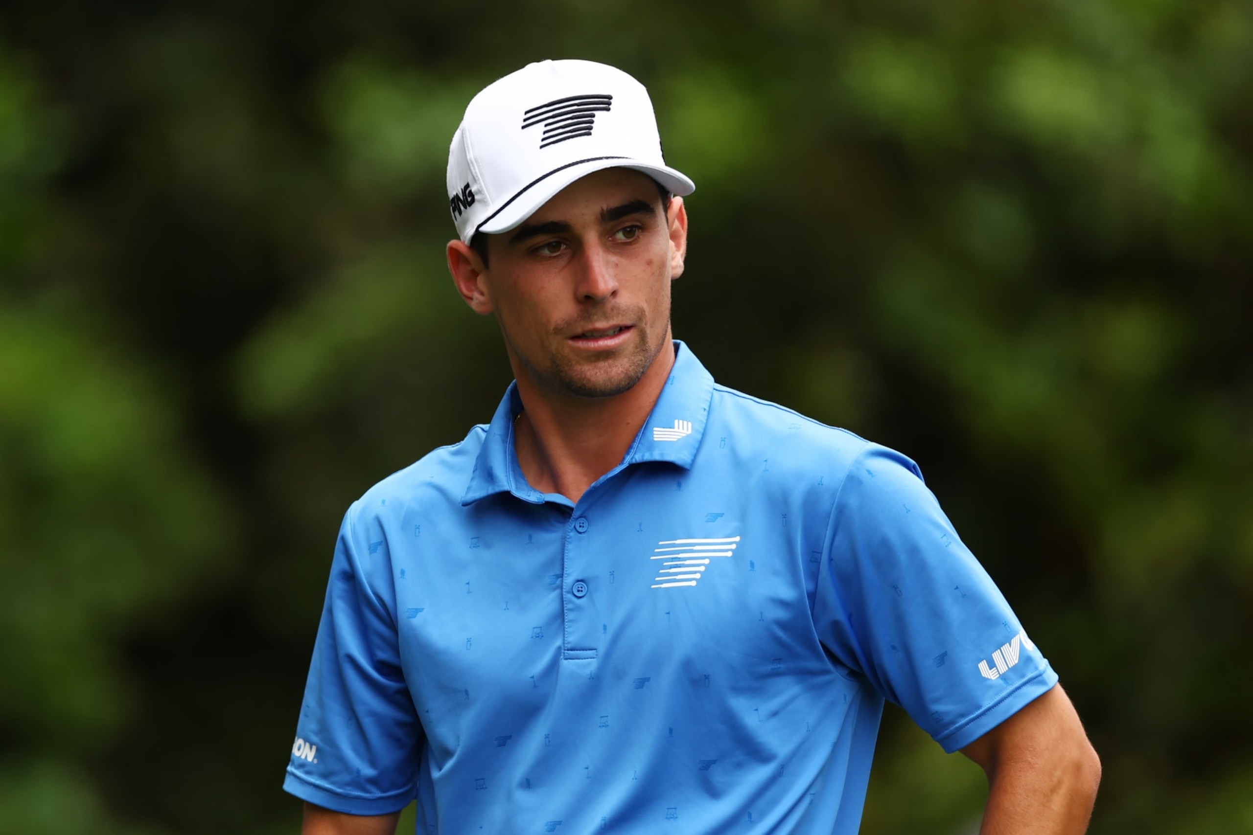 AUGUSTA, GEORGIA - APRIL 09: Joaquin Niemann of Chile looks on from the 11th tee during a practice round prior to the 2024 Masters Tournament at Augusta National Golf Club on April 09, 2024 in Augusta, Georgia. (Photo by Maddie Meyer/Getty Images)