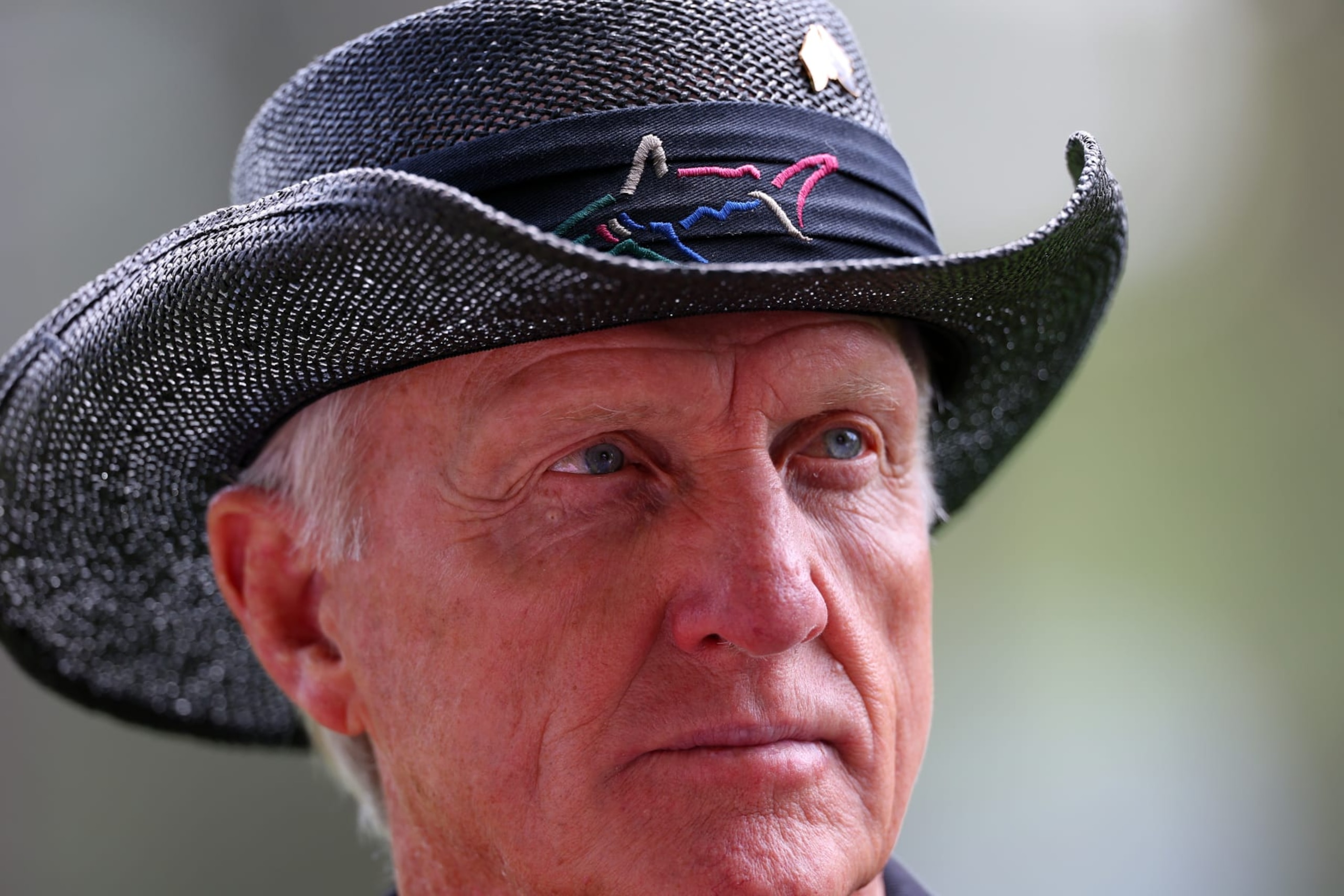 AUGUSTA, GEORGIA - APRIL 11: Greg Norman of Australia, CEO and Commissioner of the LIV Golf Tour, in amongst the patrons during the first round of the 2024 Masters Tournament at Augusta National Golf Club on April 11, 2024 in Augusta, Georgia. (Photo by Andrew Redington/Getty Images) AUGUSTA, GEORGIA - APRIL 11: Greg Norman of Australia, CEO and Commissioner of the LIV Golf Tour, in amongst the patrons during the first round of the 2024 Masters Tournament at Augusta National Golf Club on April 11, 2024 in Augusta, Georgia. (Photo by Andrew Redington/Getty Images)