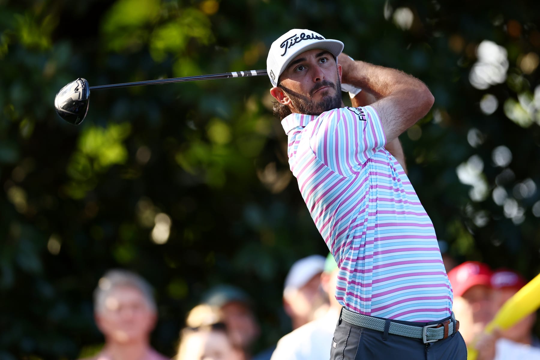 AUGUSTA, GEORGIA - APRIL 11: Max Homa of the United States plays his shot from the ninth tee during the first round of the 2024 Masters Tournament at Augusta National Golf Club on April 11, 2024 in Augusta, Georgia.  (Photo by Maddie Meyer/Getty Images)