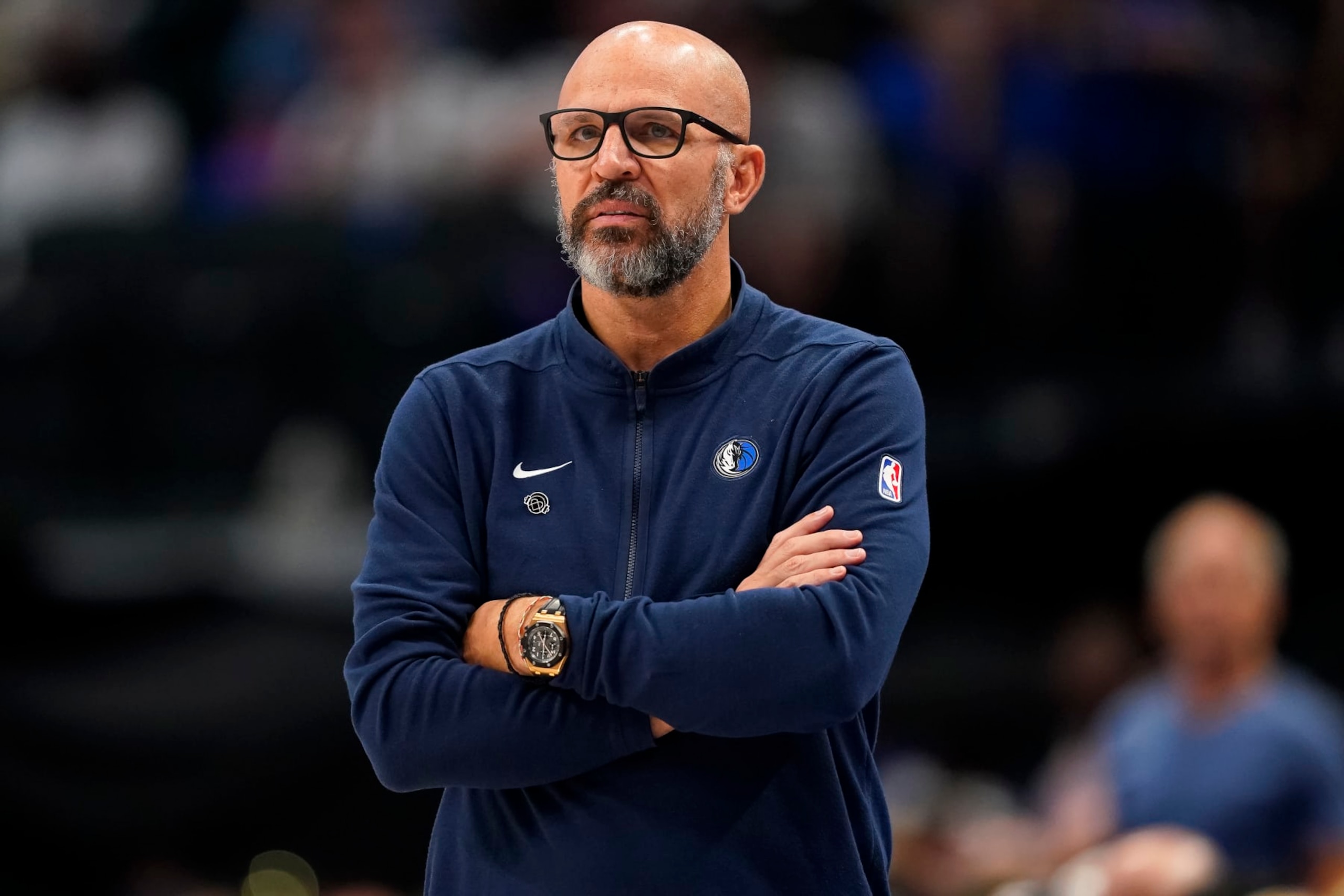 DALLAS, TEXAS - APRIL 07: Head coach Jason Kidd of the Dallas Mavericks looks on during the second half against the Houston Rockets at American Airlines Center on April 07, 2024 in Dallas, Texas. NOTE TO USER: User expressly acknowledges and agrees that, by downloading and or using this photograph, User is consenting to the terms and conditions of the Getty Images License Agreement. (Photo by Sam Hodde/Getty Images) DALLAS, TEXAS - APRIL 07: Head coach Jason Kidd of the Dallas Mavericks looks on during the second half against the Houston Rockets at American Airlines Center on April 07, 2024 in Dallas, Texas. NOTE TO USER: User expressly acknowledges and agrees that, by downloading and or using this photograph, User is consenting to the terms and conditions of the Getty Images License Agreement. (Photo by Sam Hodde/Getty Images)
