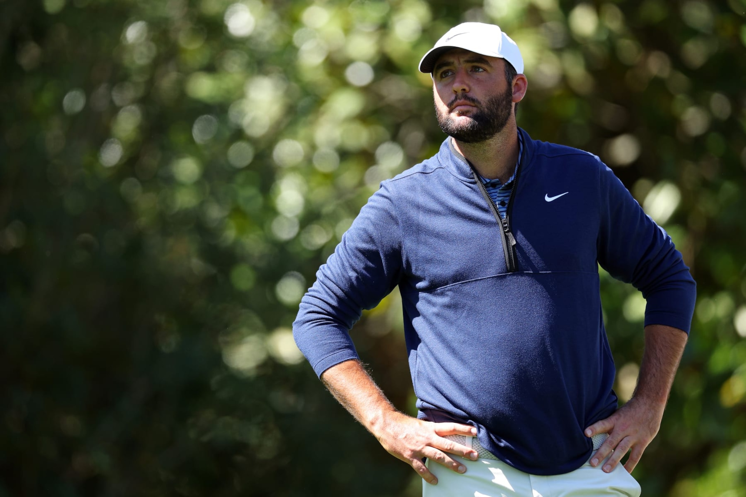AUGUSTA, GEORGIA - APRIL 12: Scottie Scheffler of the United States looks on from the fifth tee during the second round of the 2024 Masters Tournament at Augusta National Golf Club on April 12, 2024 in Augusta, Georgia. (Photo by Andrew Redington/Getty Images)