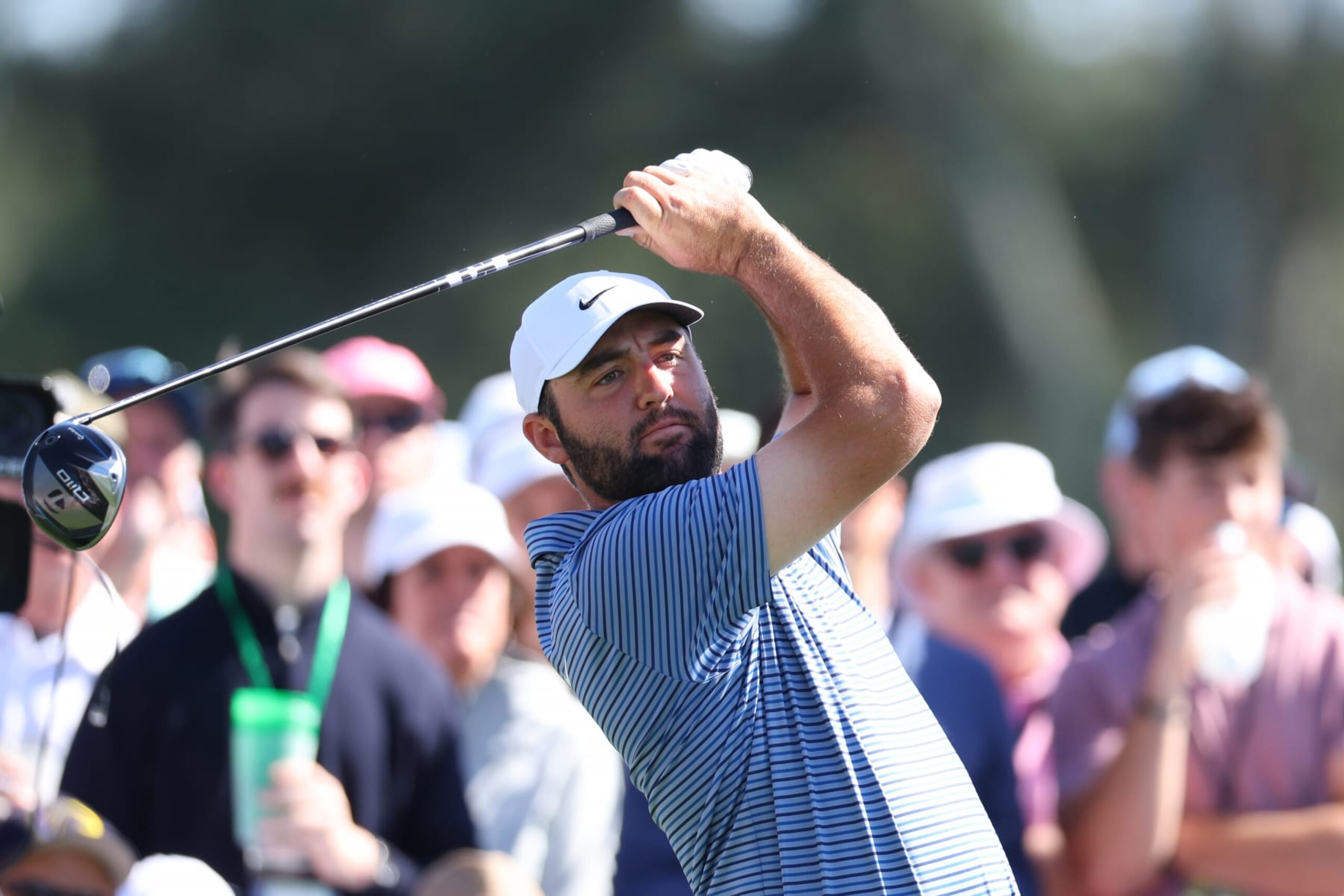 AUGUSTA, GEORGIA - APRIL 12: Scottie Scheffler of the United States plays his shot from the eighth tee during the second round of the 2024 Masters Tournament at Augusta National Golf Club on April 12, 2024 in Augusta, Georgia. (Photo by Andrew Redington/Getty Images) AUGUSTA, GEORGIA - APRIL 12: Scottie Scheffler of the United States plays his shot from the eighth tee during the second round of the 2024 Masters Tournament at Augusta National Golf Club on April 12, 2024 in Augusta, Georgia. (Photo by Andrew Redington/Getty Images)