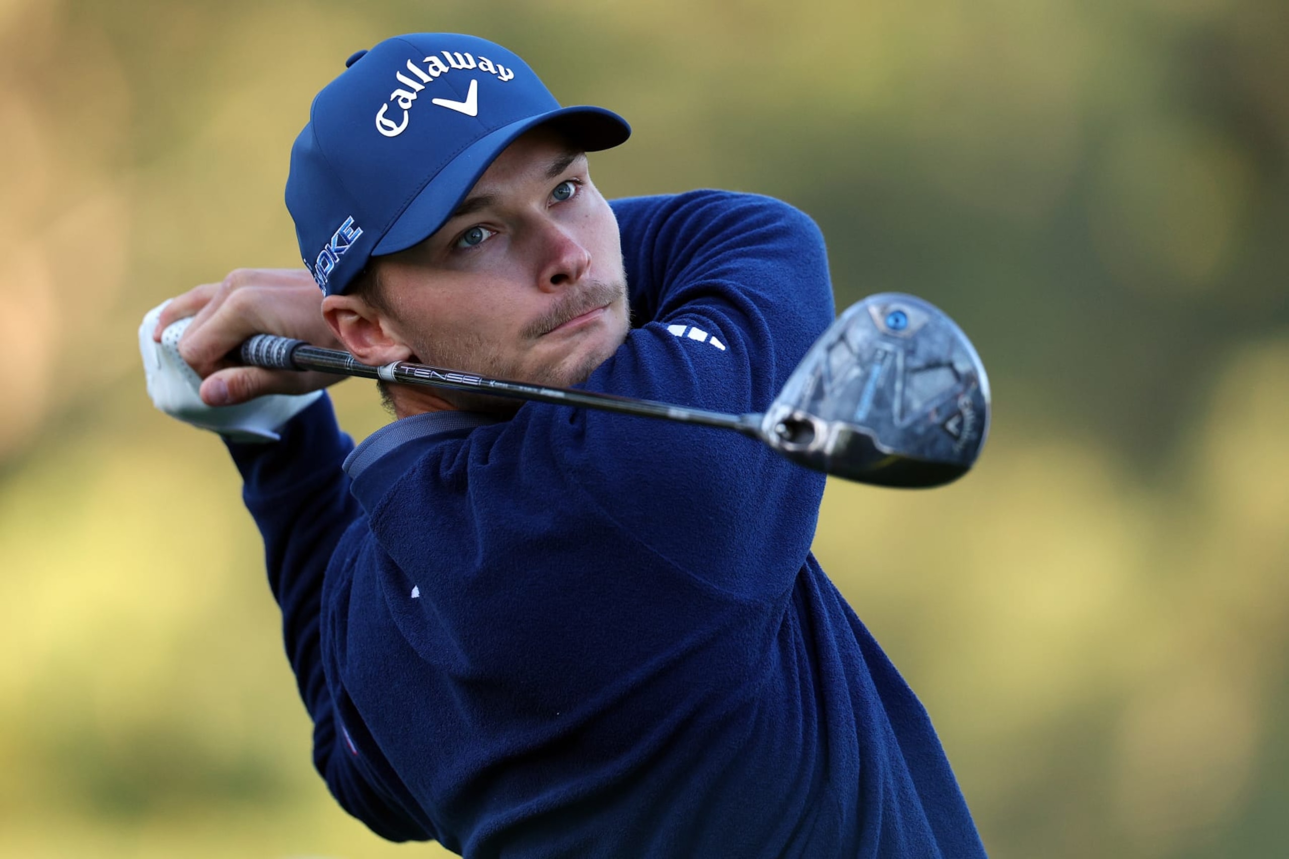 AUGUSTA, GEORGIA - APRIL 12: Nicolai Højgaard of Denmark plays his shot from the 18th tee during the continuation of the first round of the 2024 Masters Tournament at Augusta National Golf Club on April 12, 2024 in Augusta, Georgia. (Photo by Andrew Redington/Getty Images) AUGUSTA, GEORGIA - APRIL 12: Nicolai Højgaard of Denmark plays his shot from the 18th tee during the continuation of the first round of the 2024 Masters Tournament at Augusta National Golf Club on April 12, 2024 in Augusta, Georgia. (Photo by Andrew Redington/Getty Images)