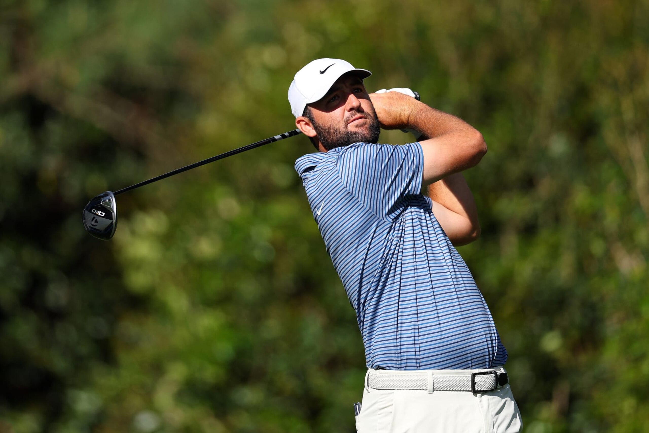 AUGUSTA, GEORGIA - APRIL 12: Scottie Scheffler of the United States plays his shot from the 11th tee during the second round of the 2024 Masters Tournament at Augusta National Golf Club on April 12, 2024 in Augusta, Georgia. (Photo by Andrew Redington/Getty Images)