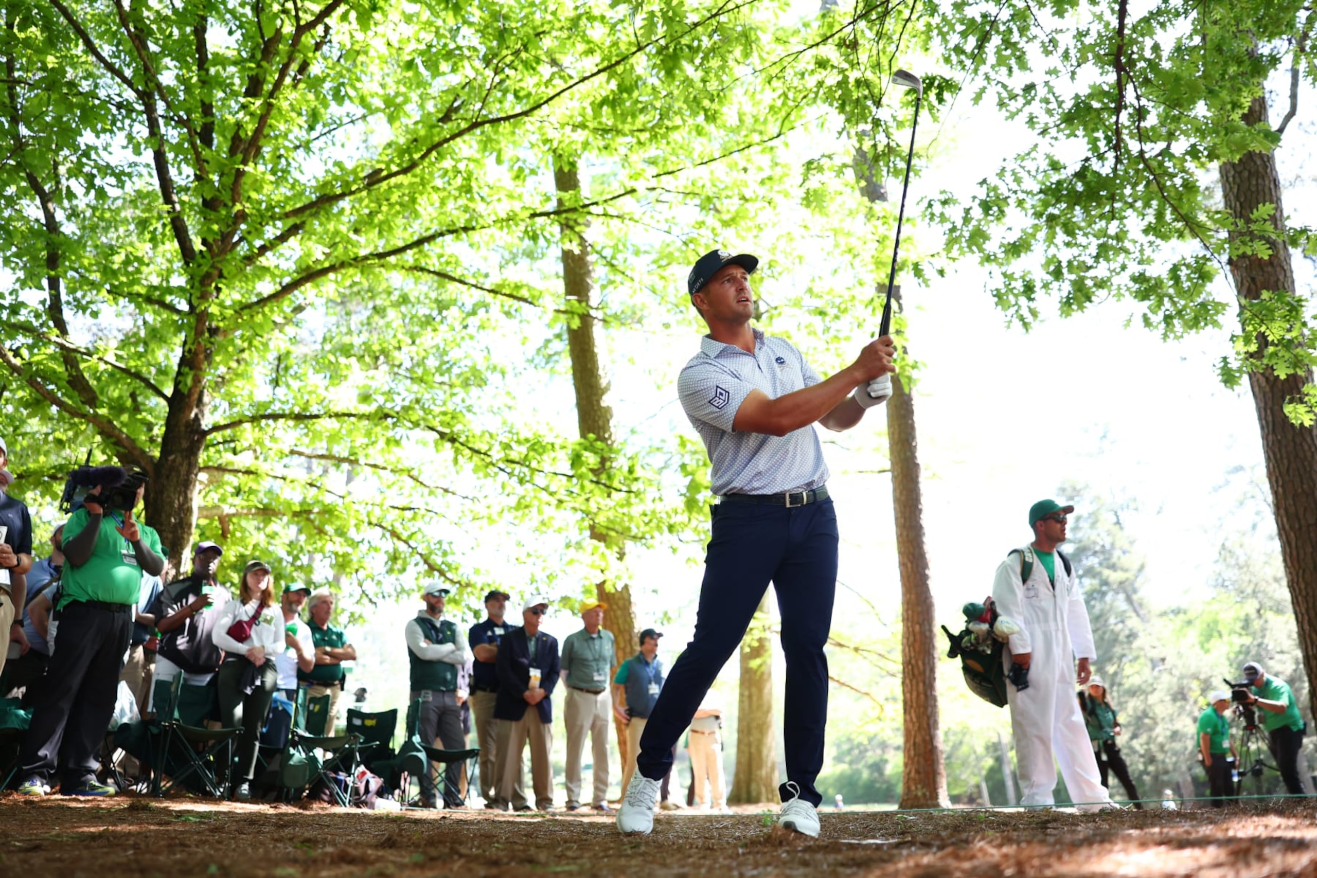 AUGUSTA, GEORGIA - APRIL 12: Bryson DeChambeau of the United States plays a shot on the 13th hole during the second round of the 2024 Masters Tournament at Augusta National Golf Club on April 12, 2024 in Augusta, Georgia. (Photo by Maddie Meyer/Getty Images)