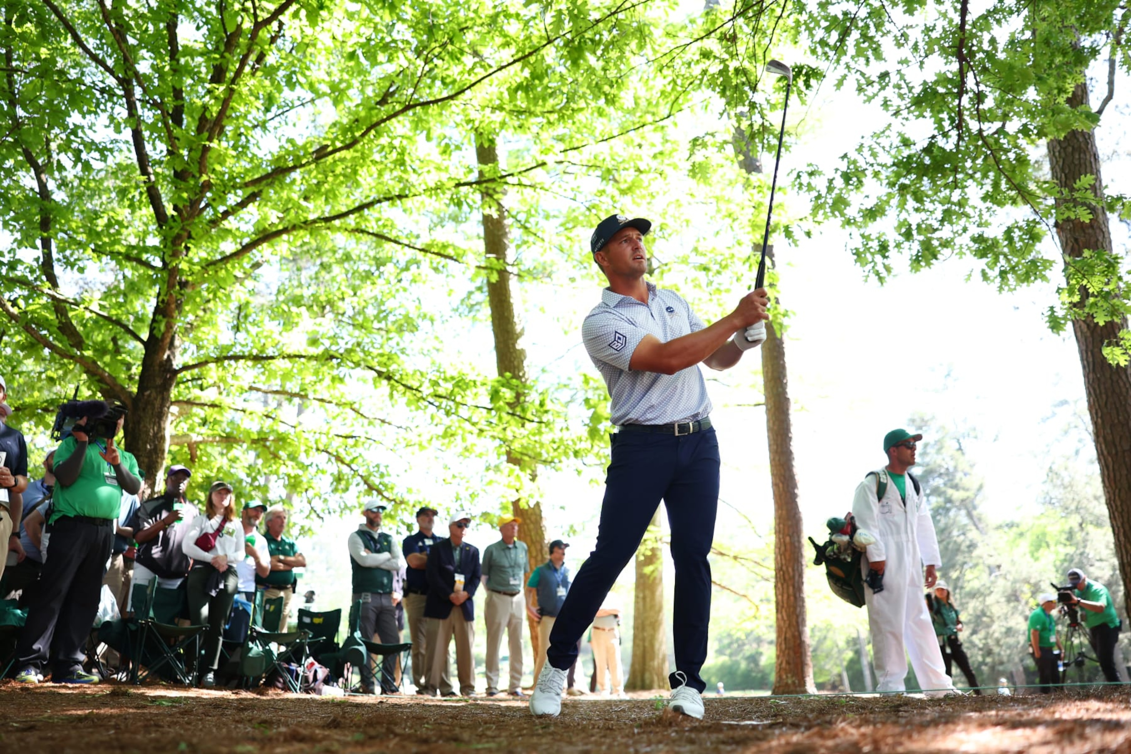 AUGUSTA, GEORGIA - APRIL 12: Bryson DeChambeau of the United States plays a shot on the 13th hole during the second round of the 2024 Masters Tournament at Augusta National Golf Club on April 12, 2024 in Augusta, Georgia. (Photo by Maddie Meyer/Getty Images)