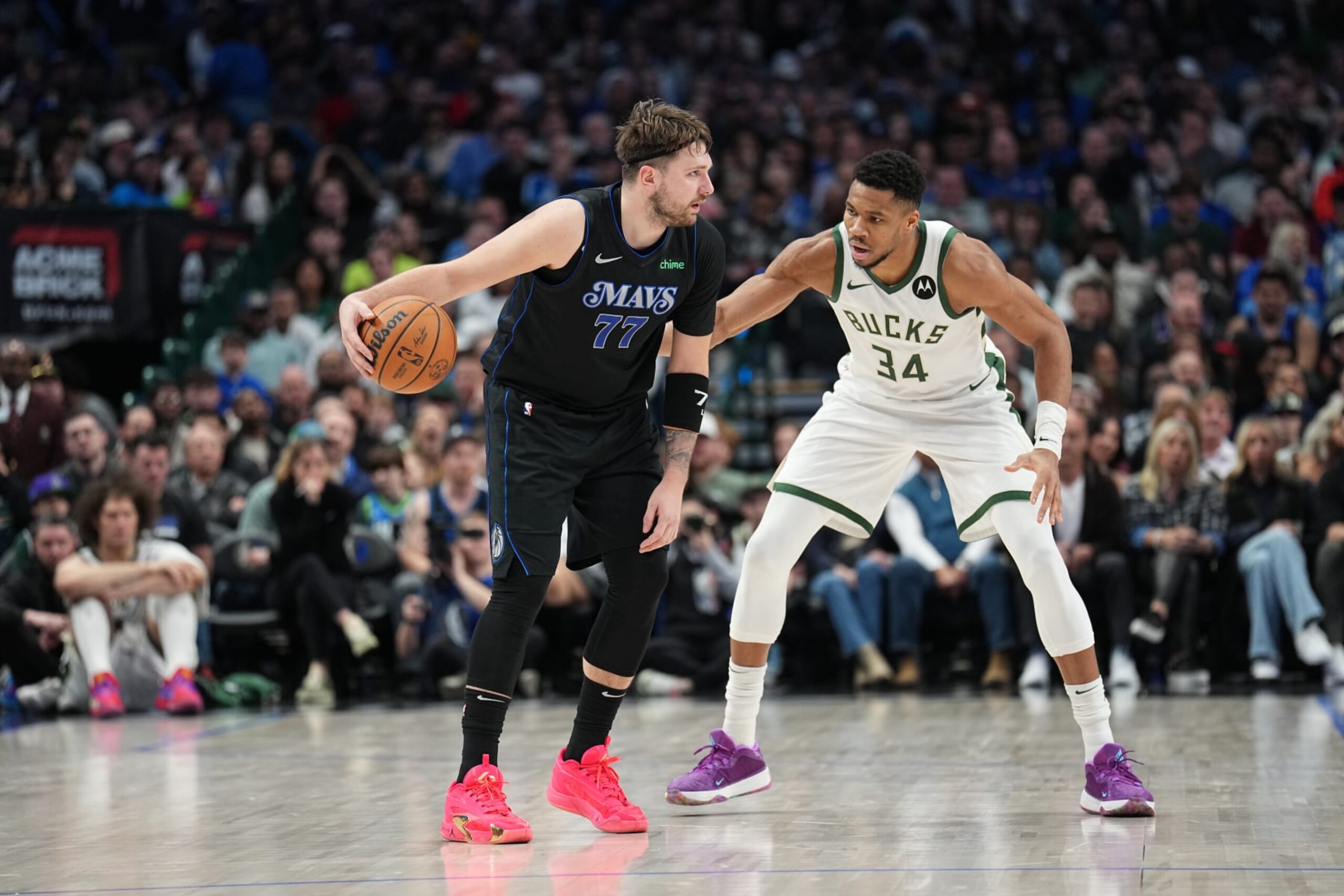 Luka DonÄiÄ and Giannis Antetokounmpo Luka DonÄiÄ and Giannis Antetokounmpo