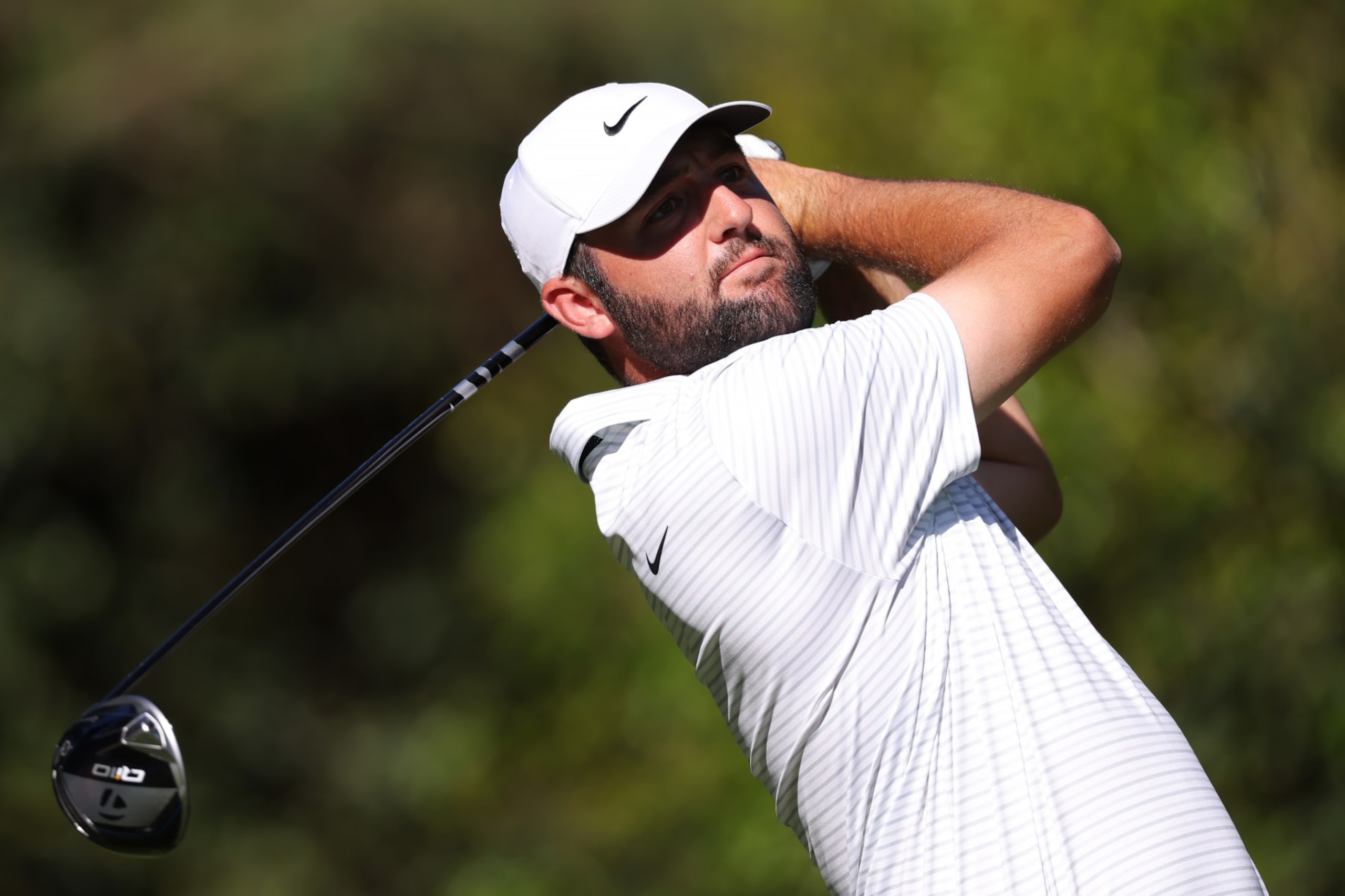 AUGUSTA, GEORGIA - APRIL 13: Scottie Scheffler of the United States plays his shot from the 11th tee during the third round of the 2024 Masters Tournament at Augusta National Golf Club on April 13, 2024 in Augusta, Georgia. (Photo by Jamie Squire/Getty Images) (Photo by Jamie Squire/Getty Images)