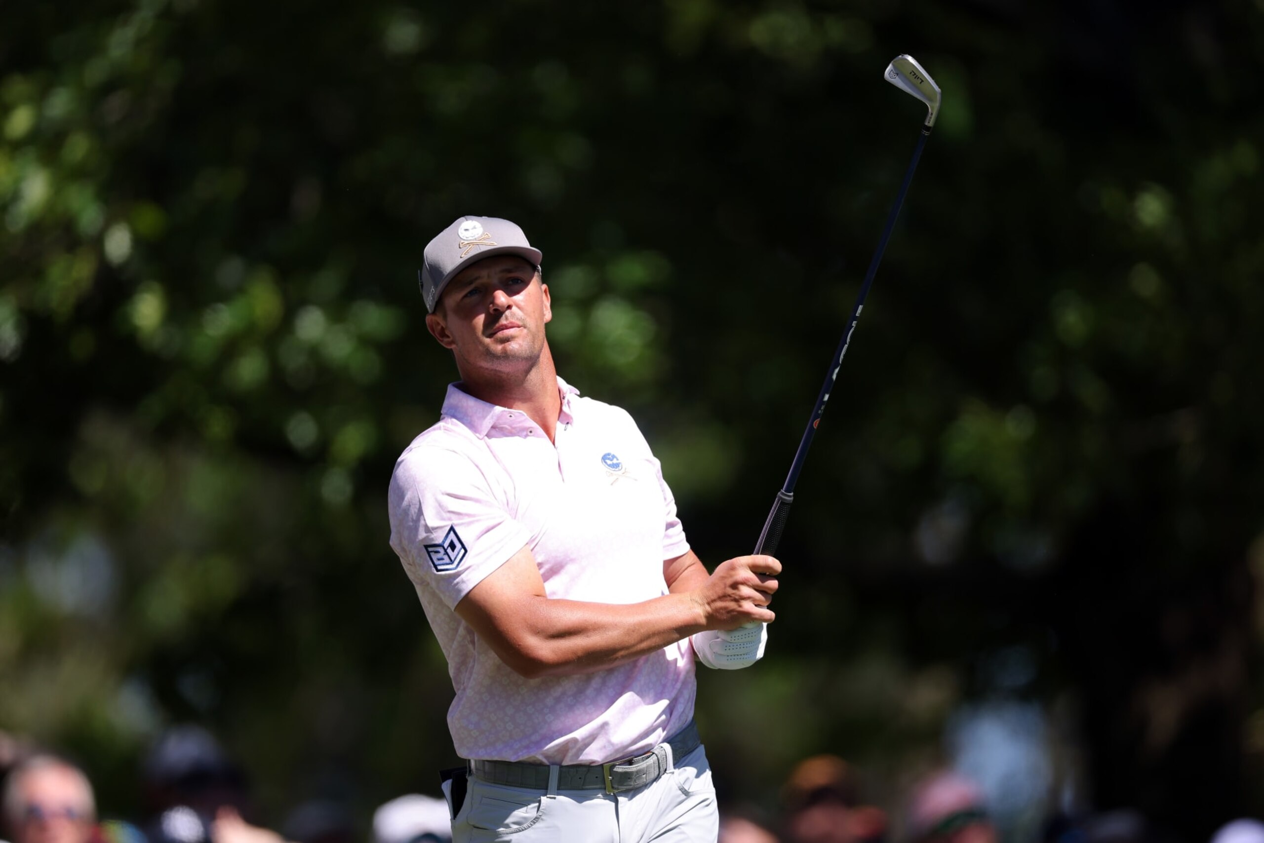 AUGUSTA, GEORGIA - APRIL 13: Bryson DeChambeau of the United States plays his shot from the fourth tee during the third round of the 2024 Masters Tournament at Augusta National Golf Club on April 13, 2024 in Augusta, Georgia. (Photo by Jamie Squire/Getty Images) (Photo by Jamie Squire/Getty Images)