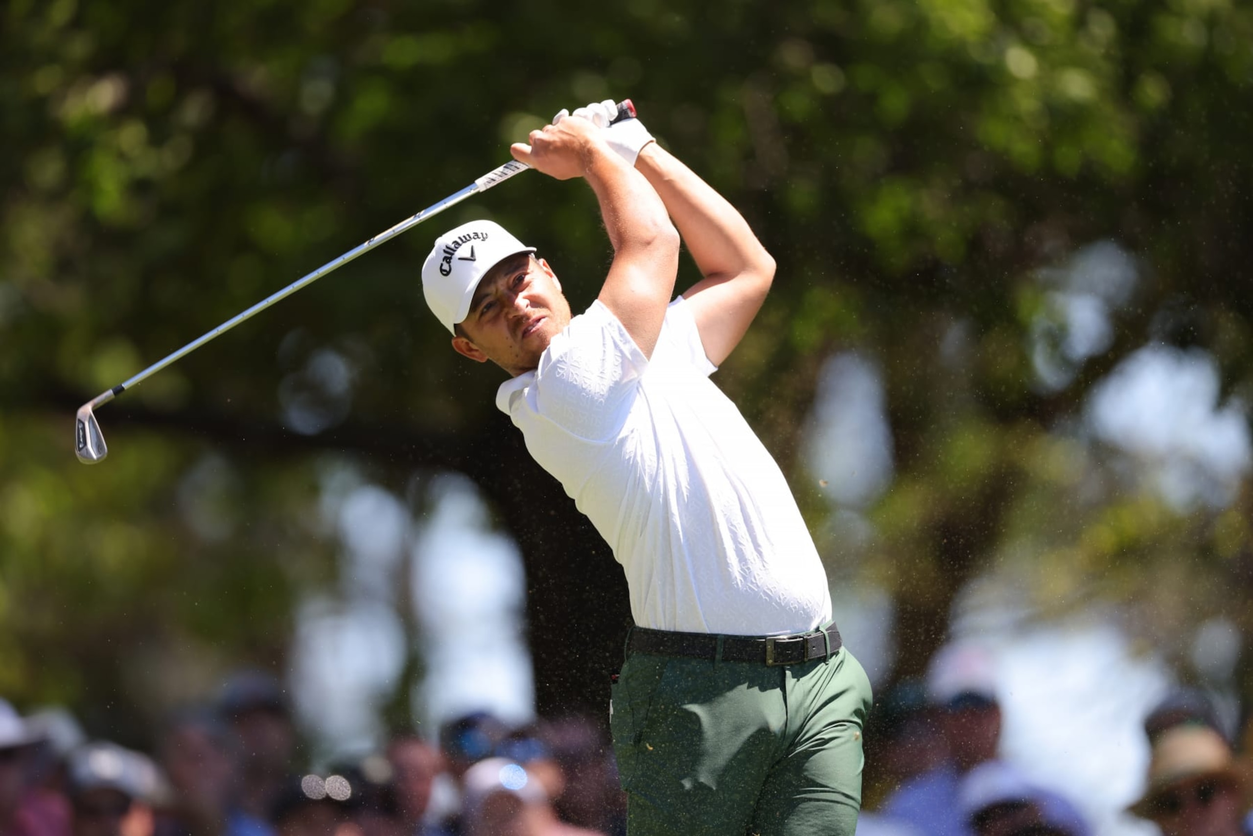 AUGUSTA, GEORGIA - APRIL 13: Xander Schauffele of the United States plays his shot from the fourth tee during the third round of the 2024 Masters Tournament at Augusta National Golf Club on April 13, 2024 in Augusta, Georgia. (Photo by Jamie Squire/Getty Images) (Photo by Jamie Squire/Getty Images) AUGUSTA, GEORGIA - APRIL 13: Xander Schauffele of the United States plays his shot from the fourth tee during the third round of the 2024 Masters Tournament at Augusta National Golf Club on April 13, 2024 in Augusta, Georgia. (Photo by Jamie Squire/Getty Images) (Photo by Jamie Squire/Getty Images)