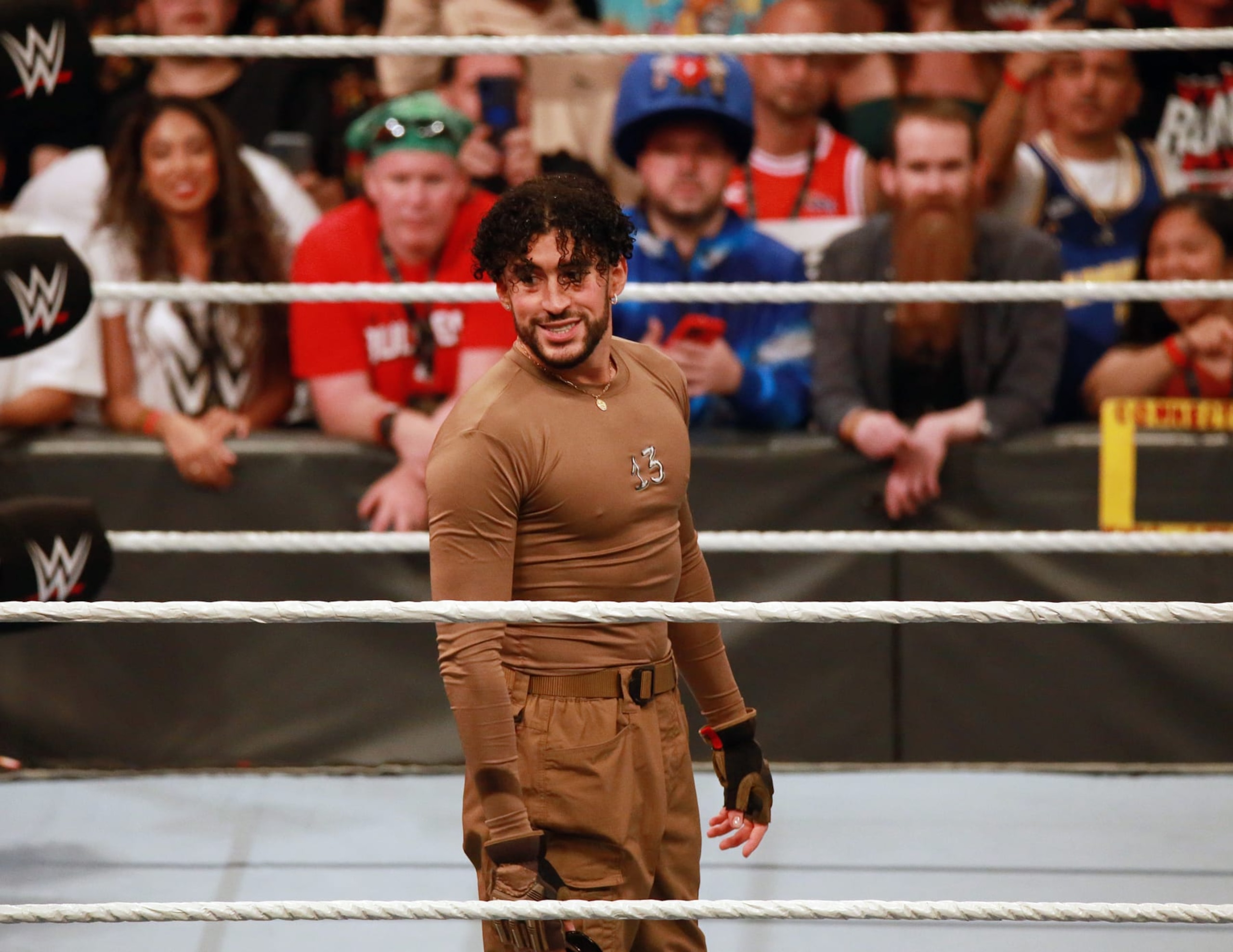 SAN JUAN, PUERTO RICO - MAY 06: Bad Bunny enters the ring during the WWE Backlash at Coliseo de Puerto Rico José Miguel Agrelot on May 06, 2023 in San Juan, Puerto Rico.(Photo by Gladys Vega/ Getty Images) SAN JUAN, PUERTO RICO - MAY 06: Bad Bunny enters the ring during the WWE Backlash at Coliseo de Puerto Rico José Miguel Agrelot on May 06, 2023 in San Juan, Puerto Rico.(Photo by Gladys Vega/ Getty Images)
