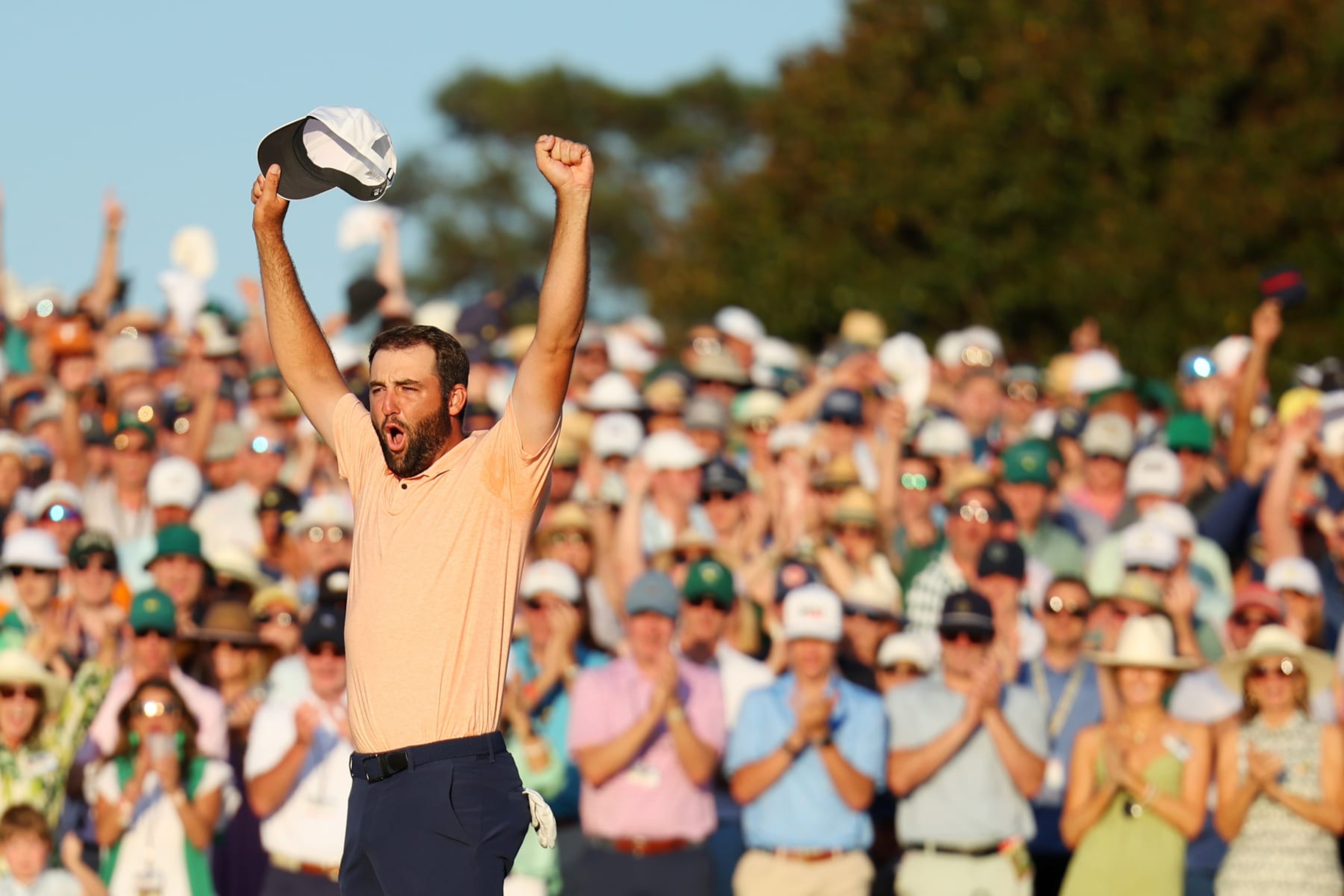 AUGUSTA, GEORGIA - APRIL 14: Scottie Scheffler of the United States celebrates on the 18th green after winning the 2024 Masters Tournament at Augusta National Golf Club on April 14, 2024 in Augusta, Georgia. (Photo by Andrew Redington/Getty Images) AUGUSTA, GEORGIA - APRIL 14: Scottie Scheffler of the United States celebrates on the 18th green after winning the 2024 Masters Tournament at Augusta National Golf Club on April 14, 2024 in Augusta, Georgia. (Photo by Andrew Redington/Getty Images)