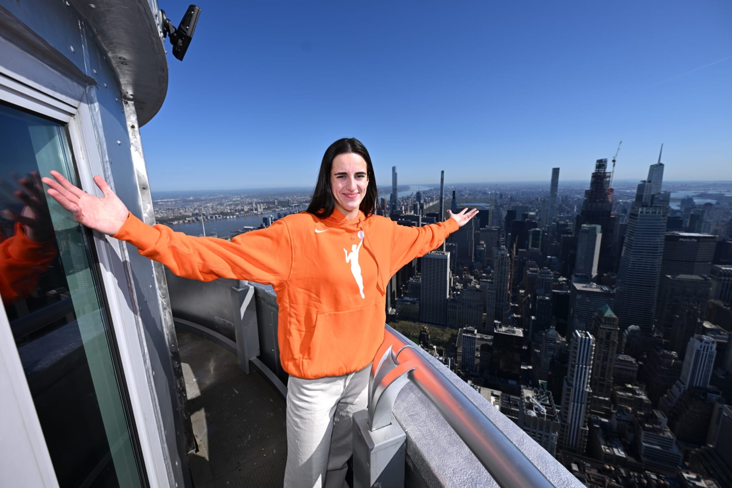 NEW YORK, NEW YORK - APRIL 15: Caitlin Clark at The Empire State Building on April 15, 2024 in New York City. (Photo by Roy Rochlin/Getty Images for Empire State Realty Trust) NEW YORK, NEW YORK - APRIL 15: Caitlin Clark at The Empire State Building on April 15, 2024 in New York City. (Photo by Roy Rochlin/Getty Images for Empire State Realty Trust)